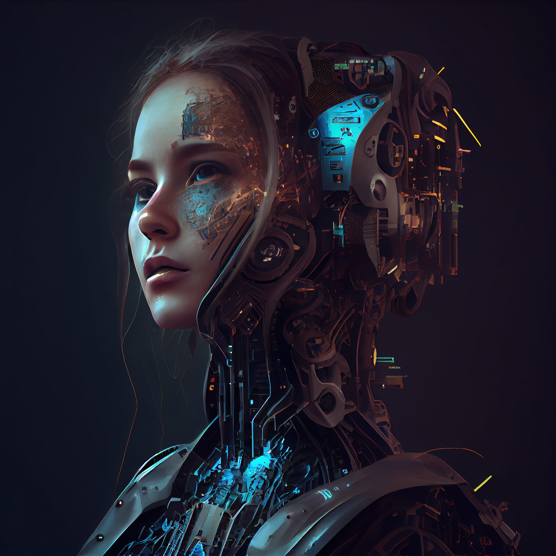 Detailed robot woman humanoid cyber girl artificial intelligence concept realistic image