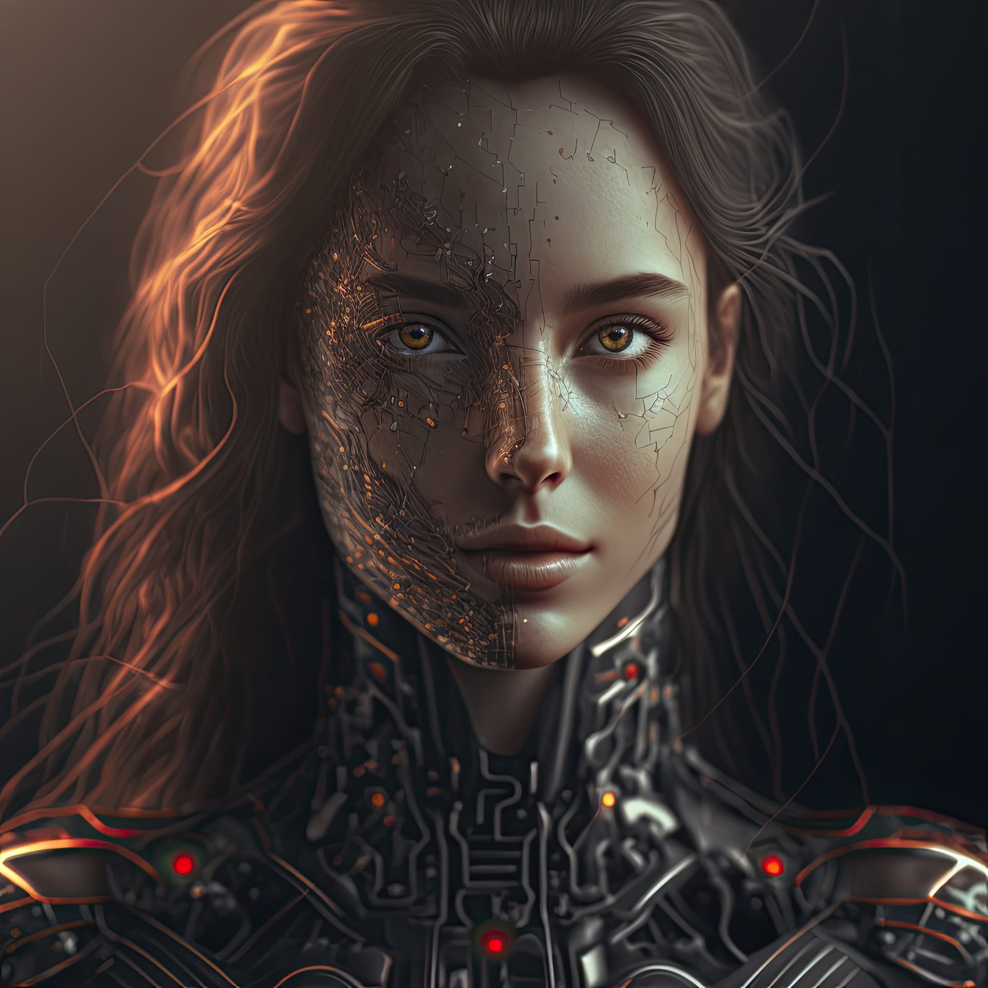 Female humanoid robot realistic profile avatar image