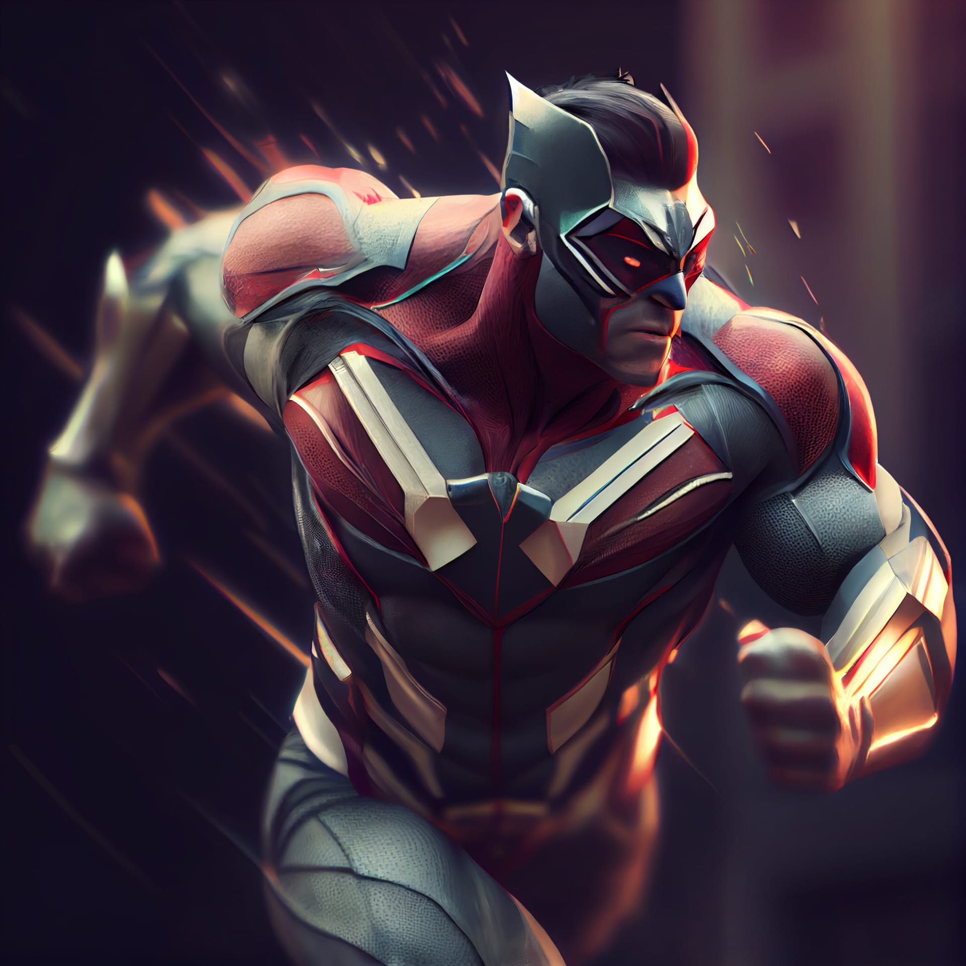 Profile avatar realistic superhero man with superpowers 3d render illustration image