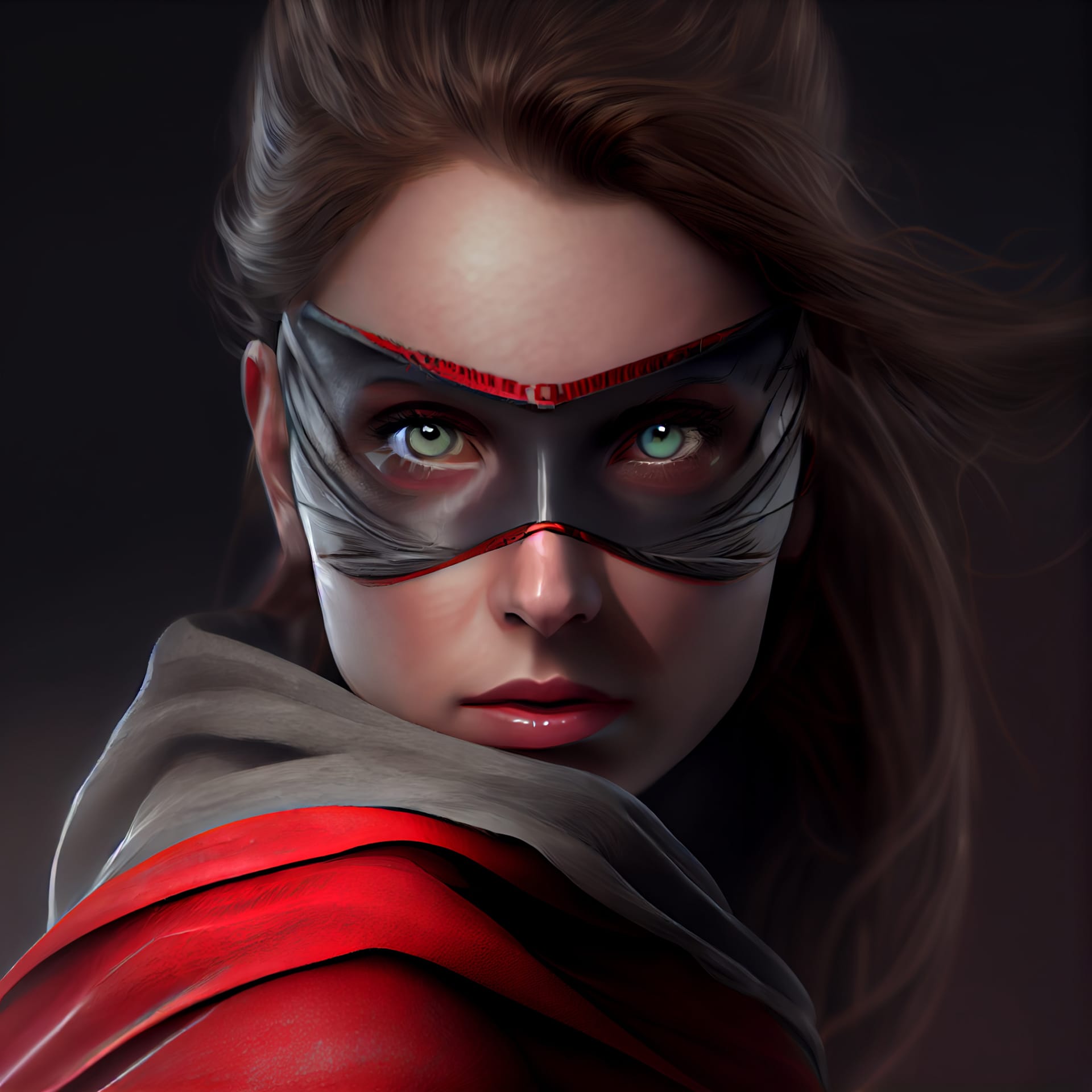 Profile avatar superheroine woman portrait with superpowers 3d realistic picture
