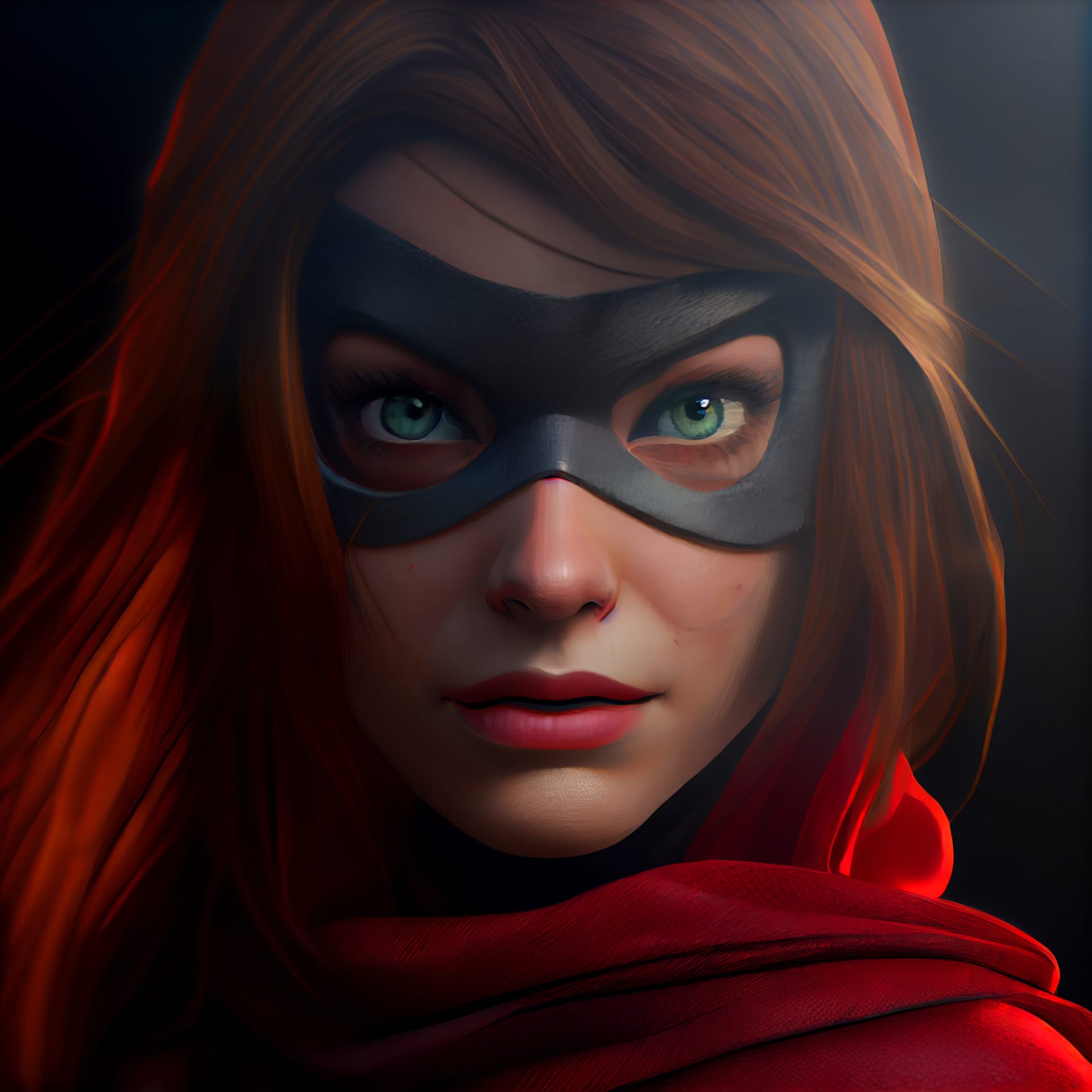 Profile avatar superheroine woman portrait with superpowers 3d render illustration picture