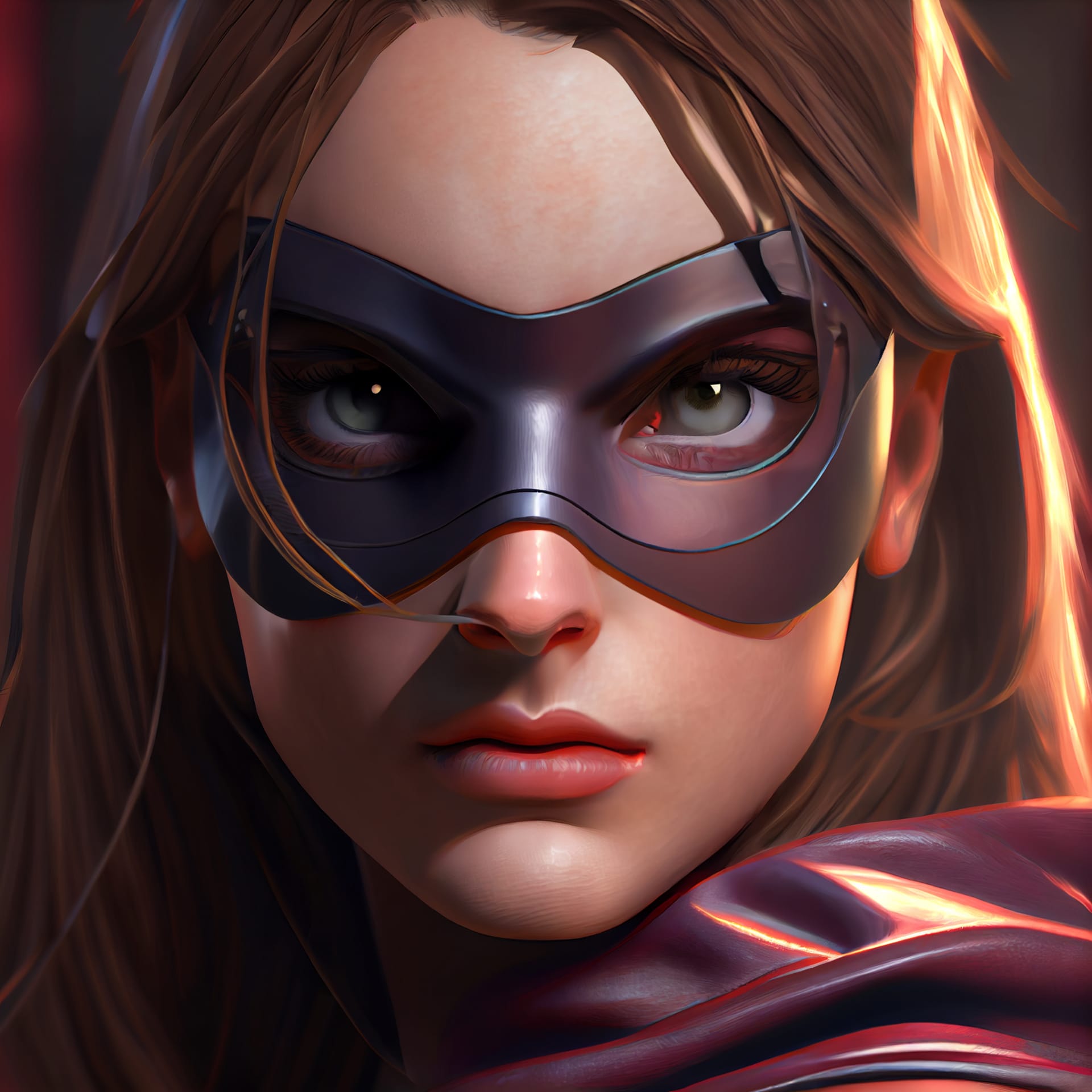 Superheroine woman portrait with superpowers 3d realistic image