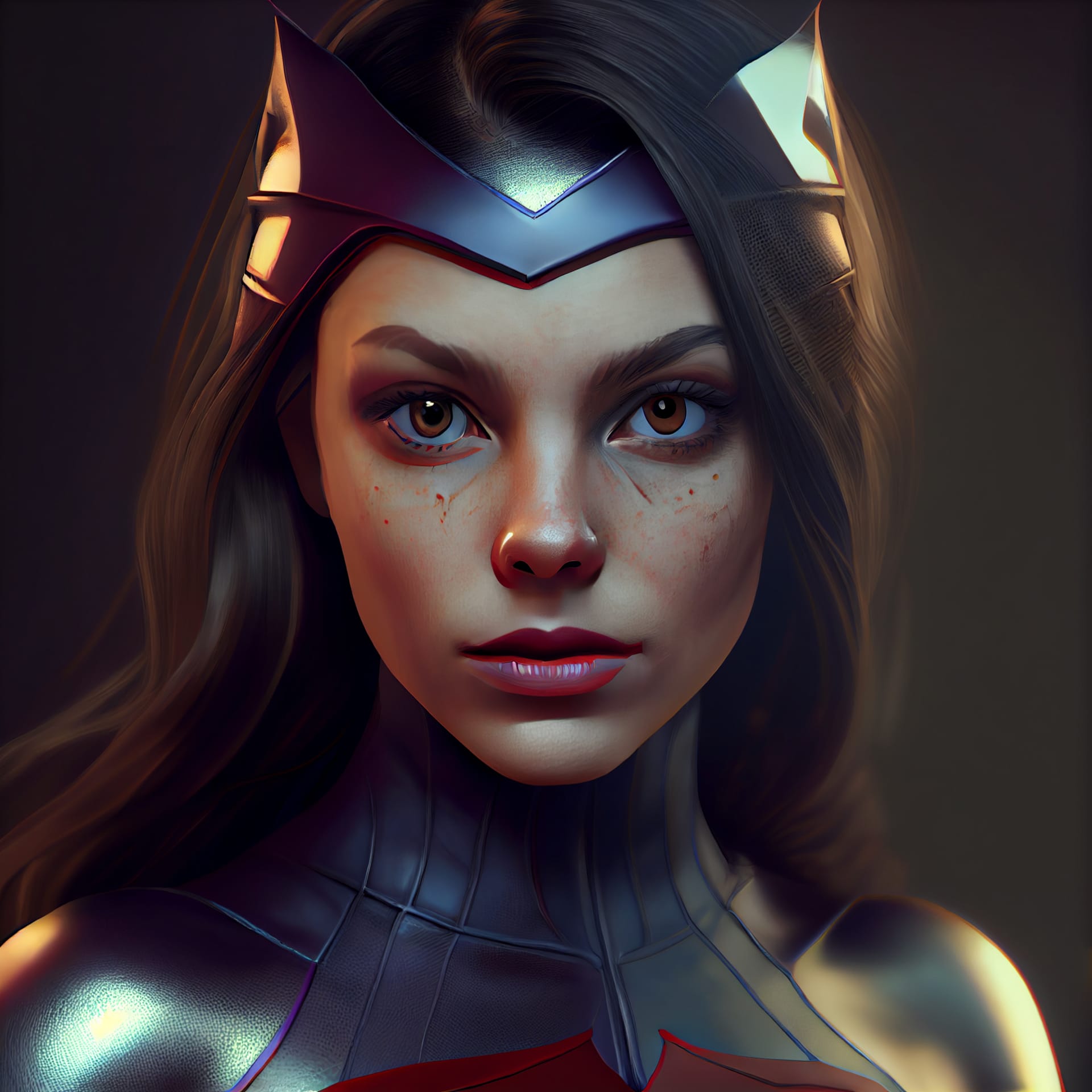 Superheroine woman portrait with superpowers 3d render illustration nice image