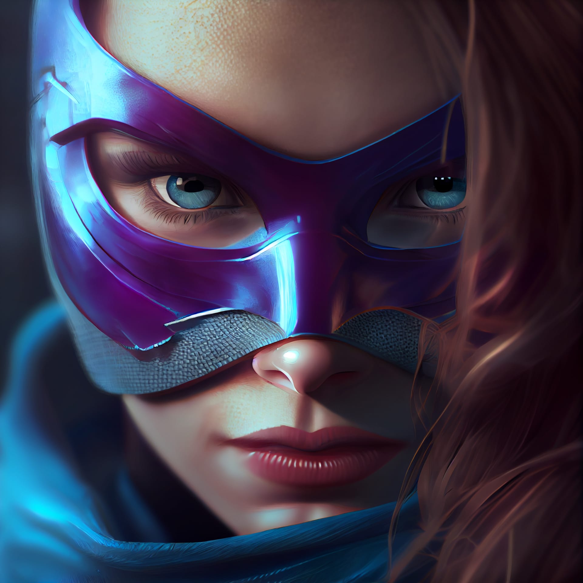 Superheroine woman portrait with superpowers 3d render illustration realistic image