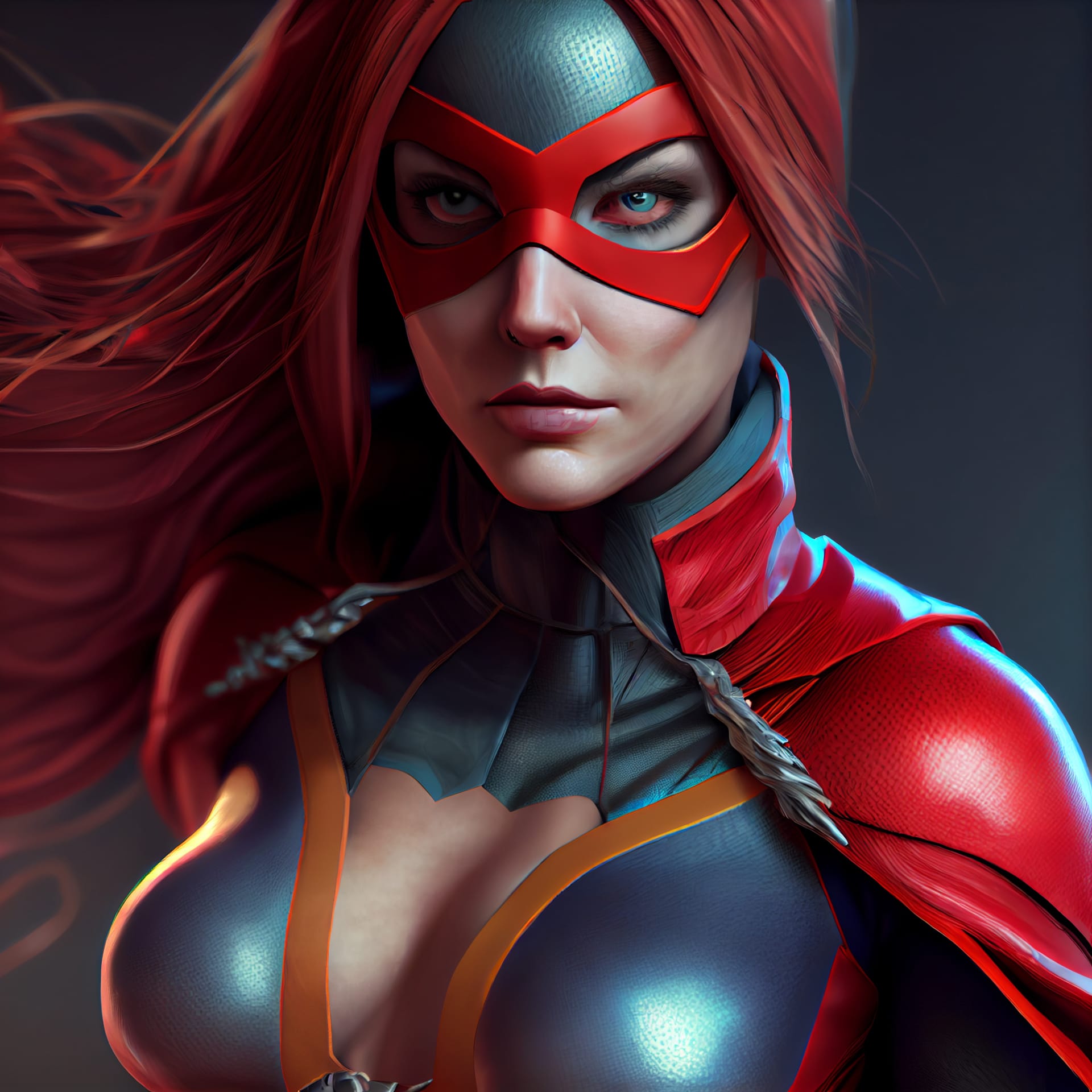 Superheroine woman portrait with superpowers image