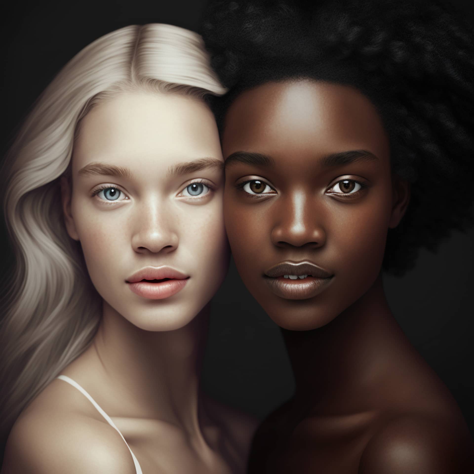White woman stand together with beautiful black woman profile photo