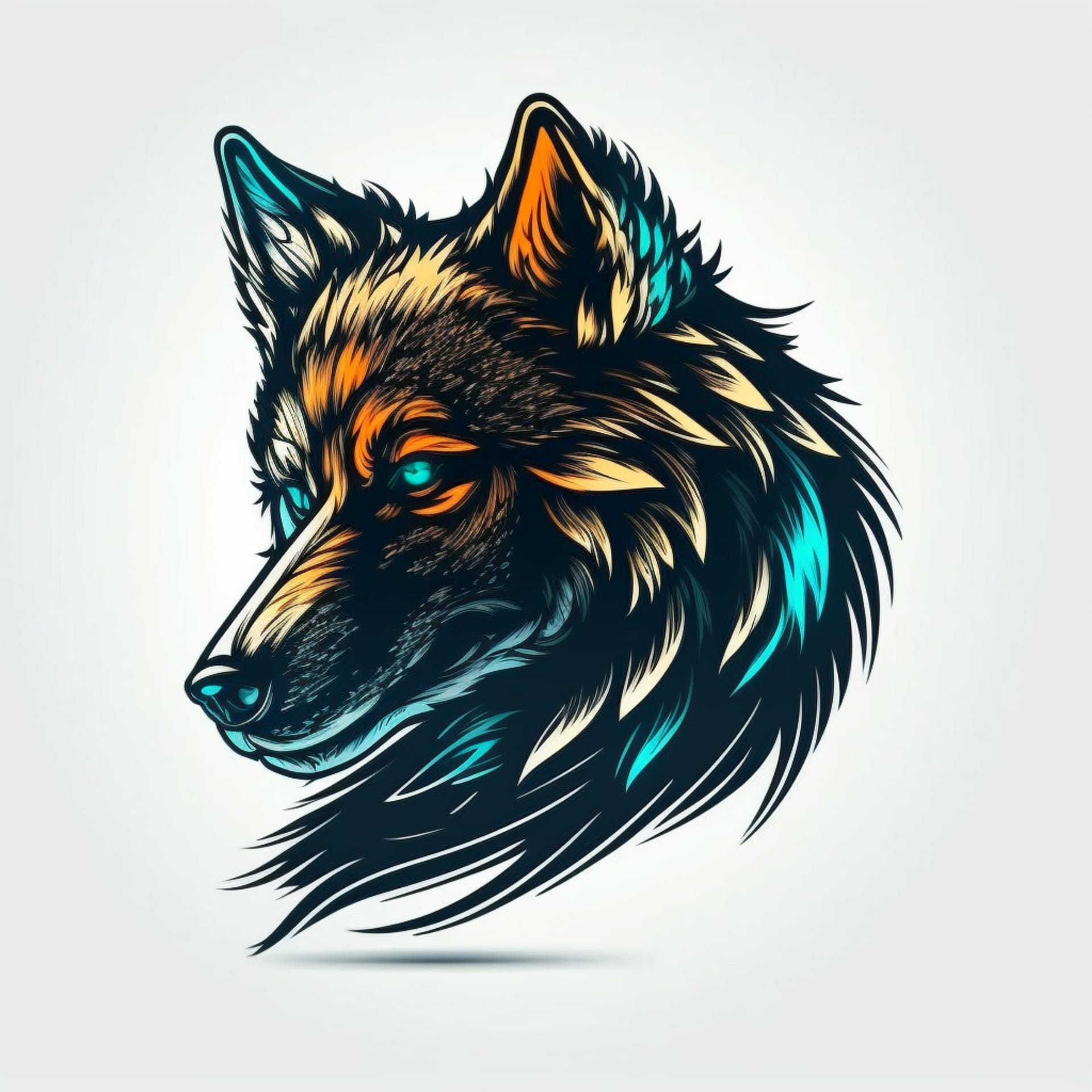 Cool wolf logo illustration colorful image