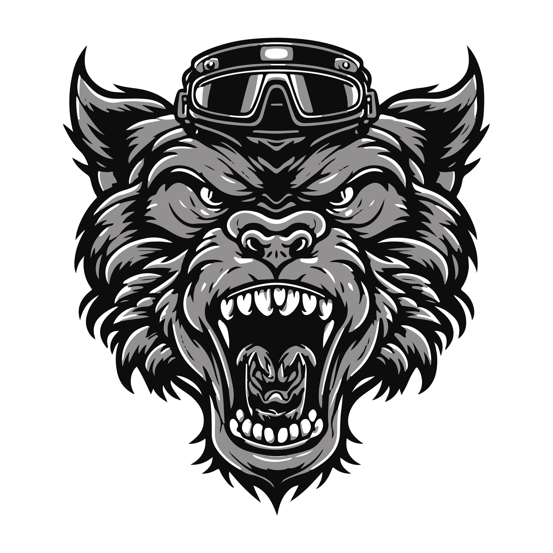 Hand drawn wolf head logo design