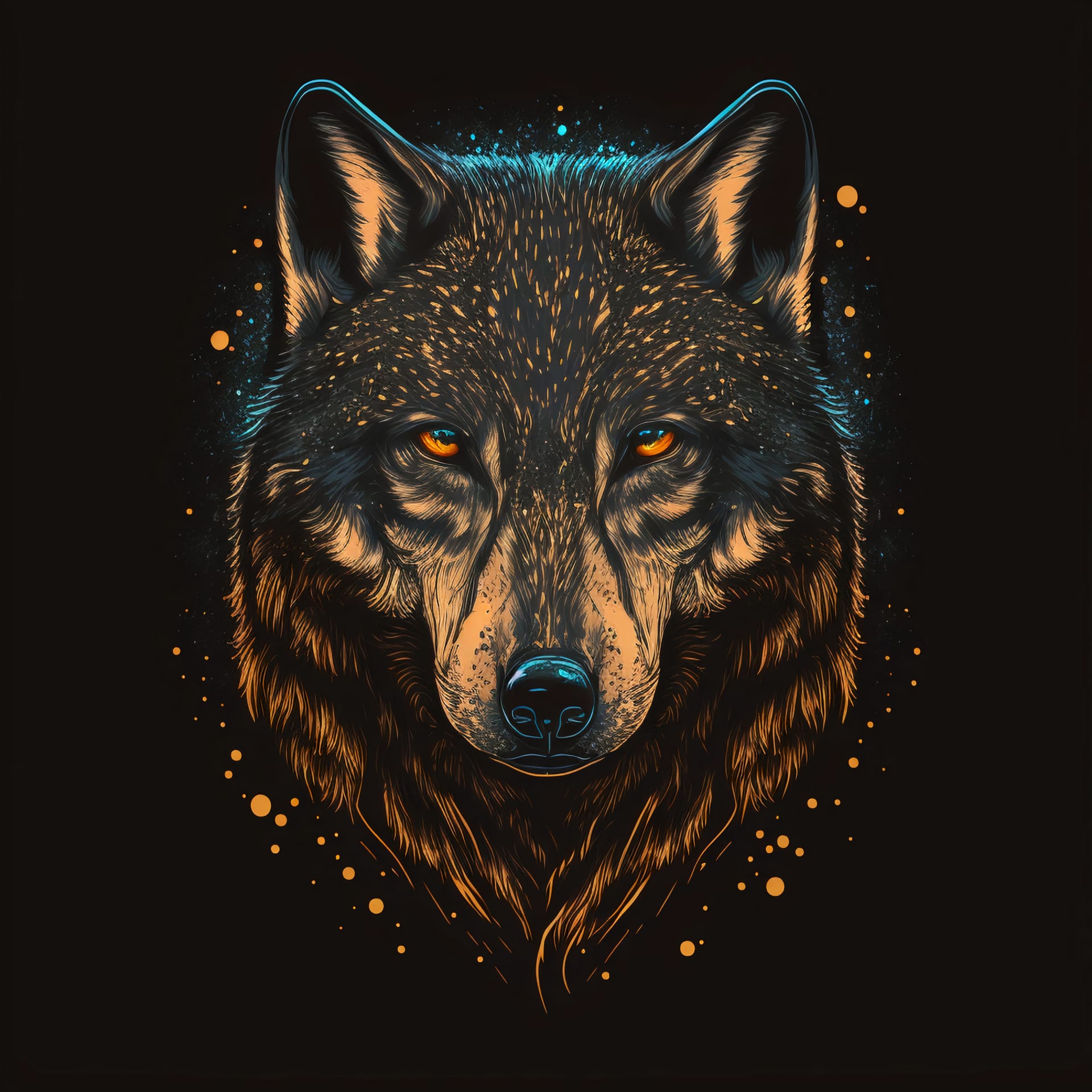 Illustration front view wolf head stunningly beautiful design image