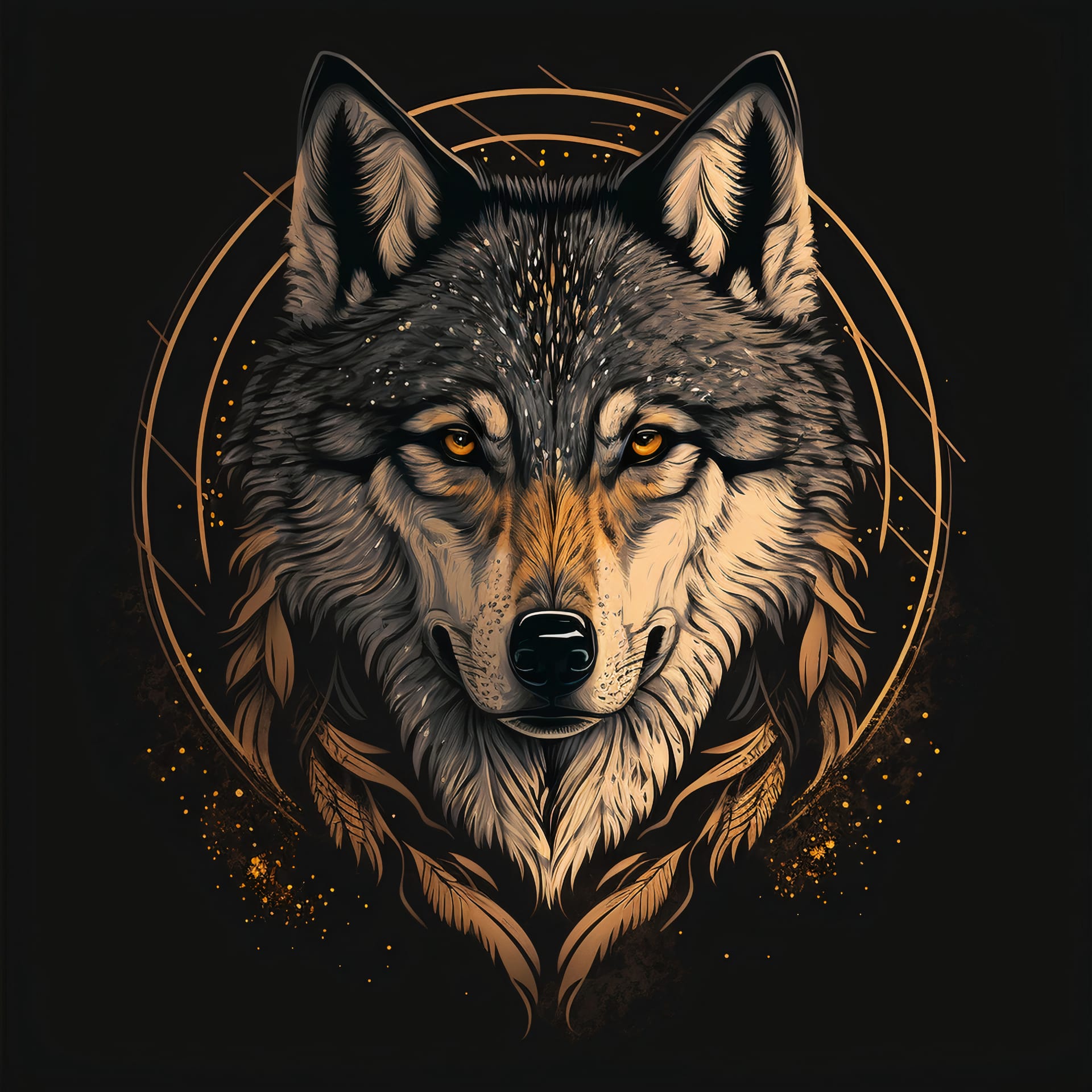 Illustration front view wolf head stunningly beautiful design moody image