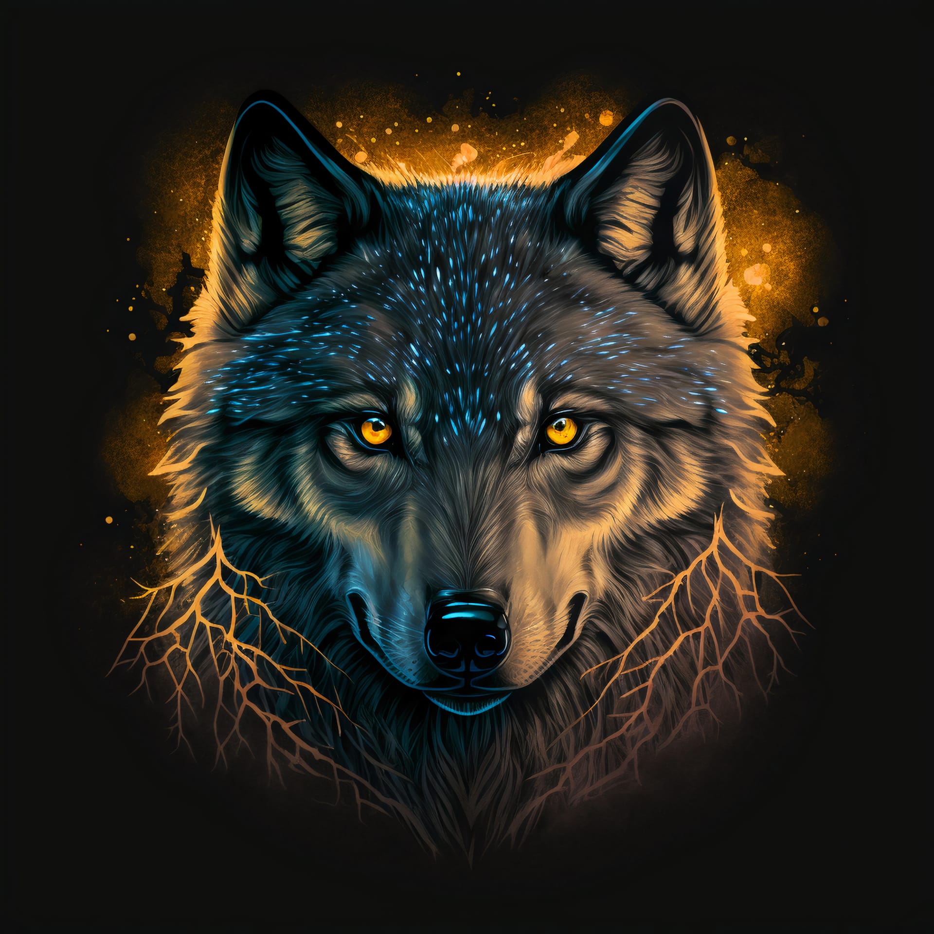 Illustration front view wolf head stunningly beautiful design picture