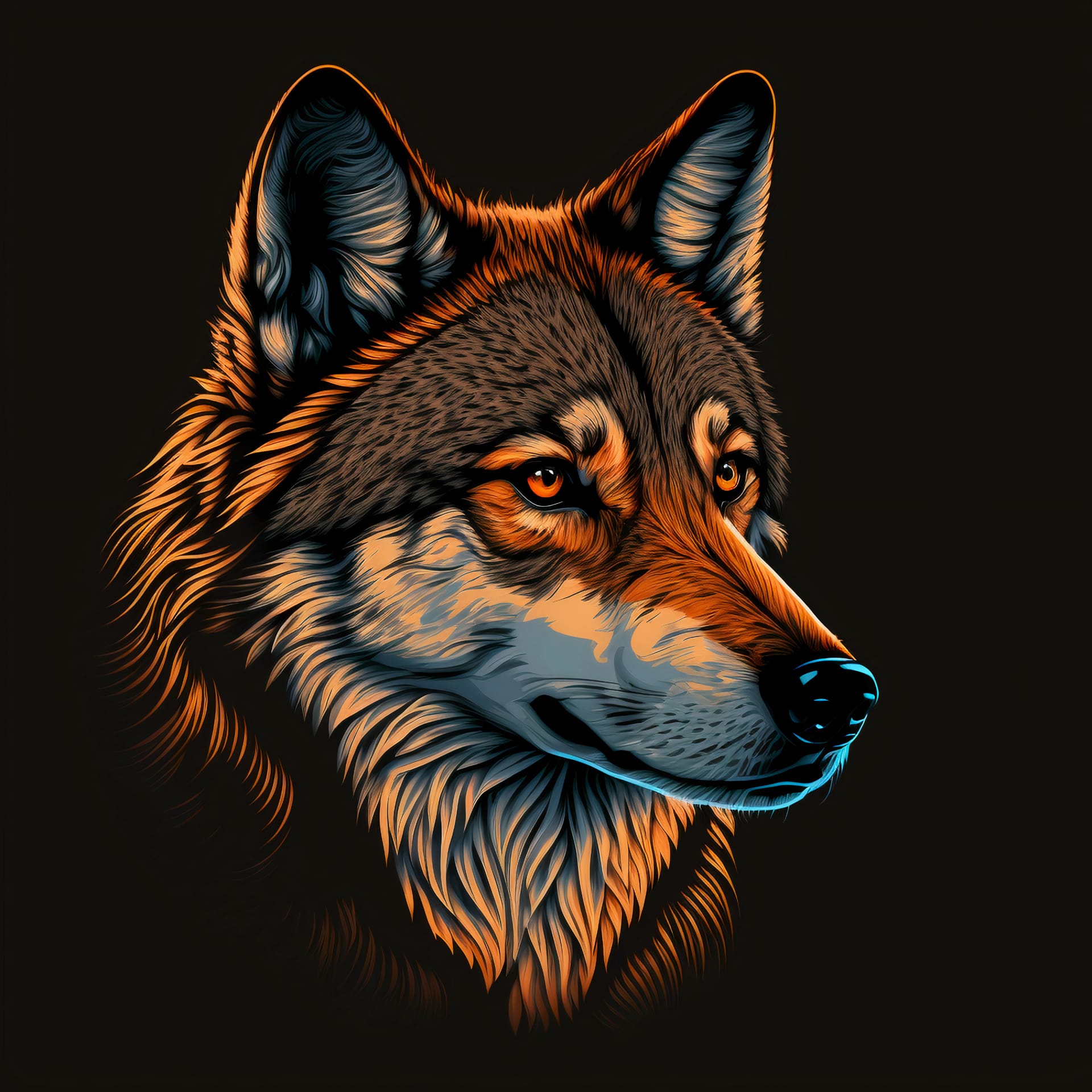 Illustration front view wolf head surprisingly perfect design space wolf
