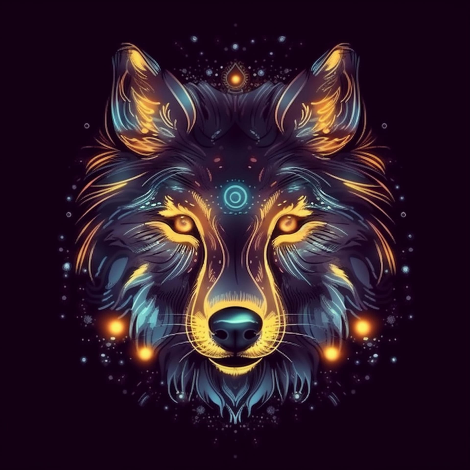 Illustration front view wolf head surprisingly perfect design