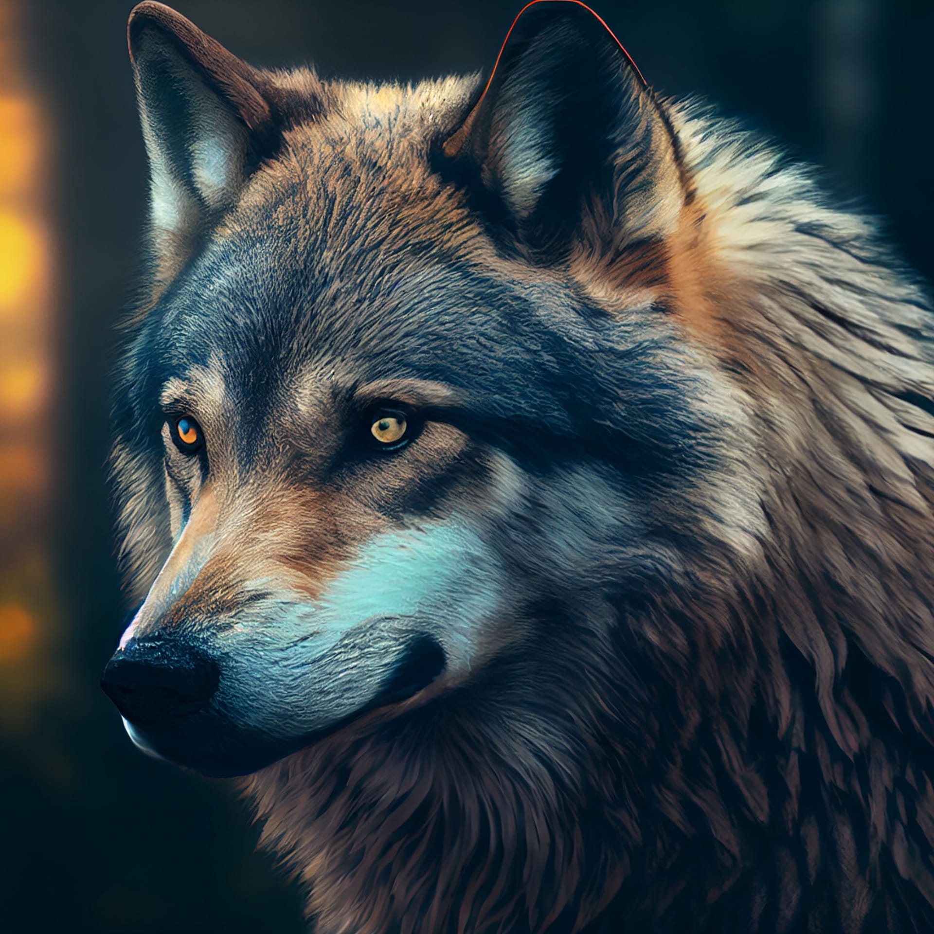 Photo wolf with yellow eyes