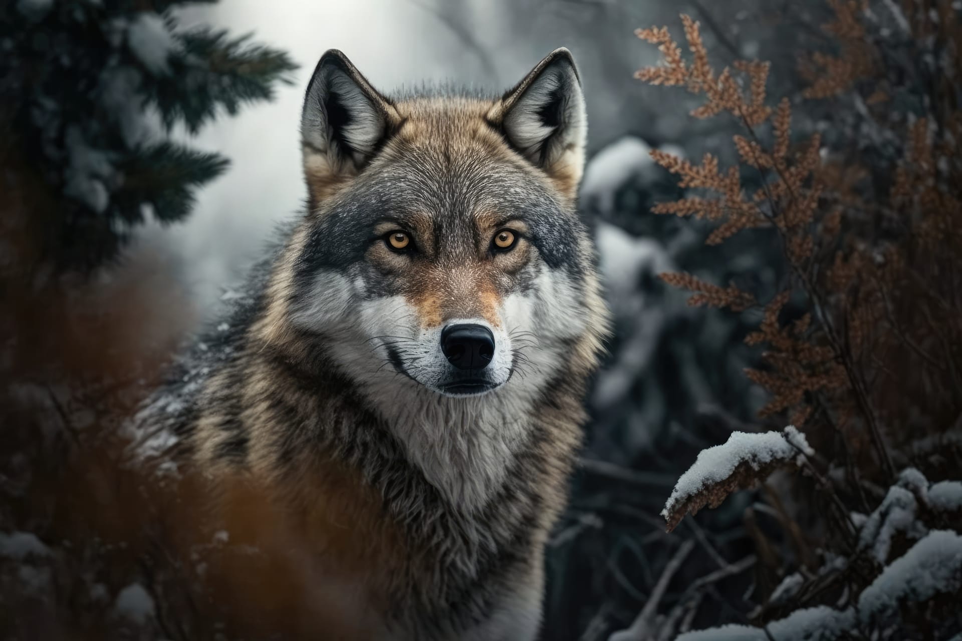Wolf close up forest winter scene wildlife wild natural home wild animal