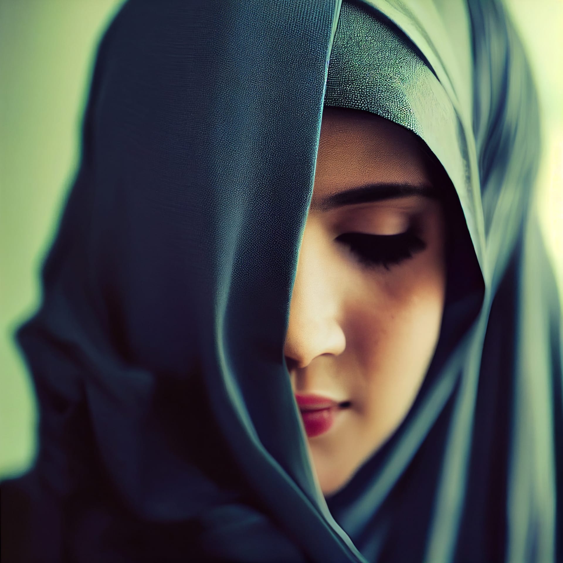 Beautiful muslim woman with hijab portrait 3d rendering