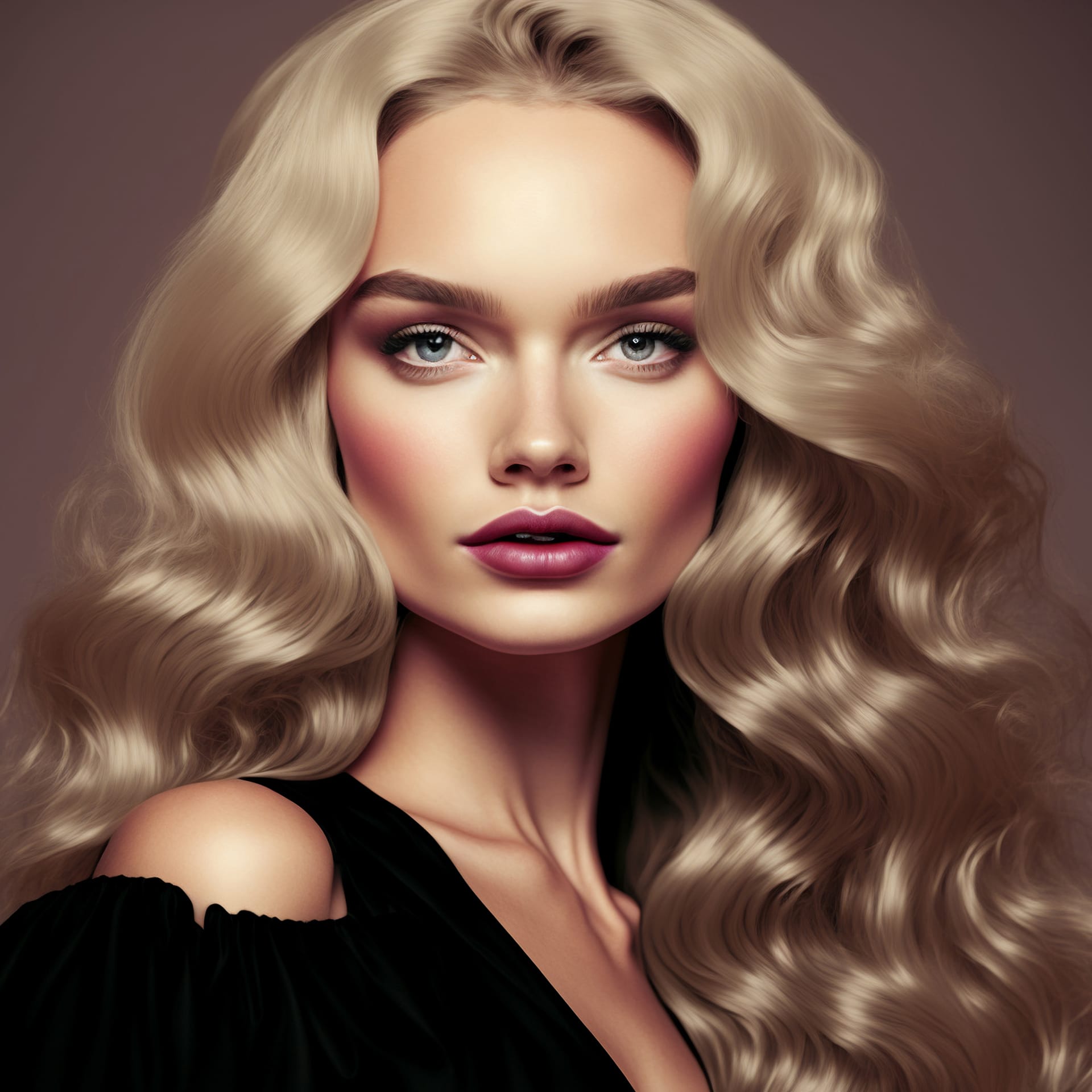 Digital portrait gorgeous elegant blonde woman creative digital illustration painting picture