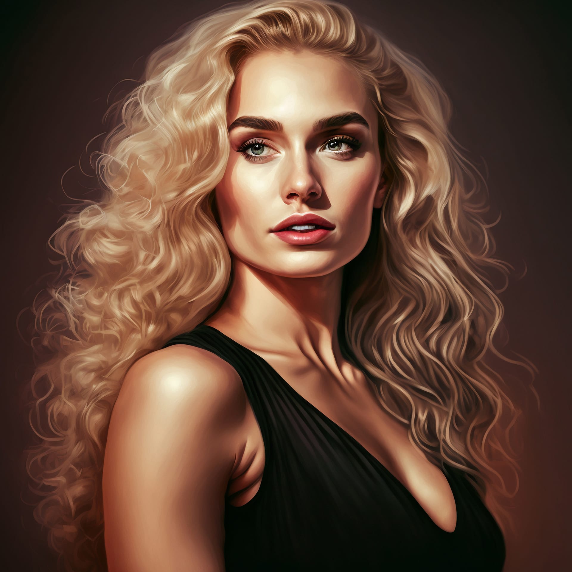 Digital portrait gorgeous elegant blonde woman creative digital painting