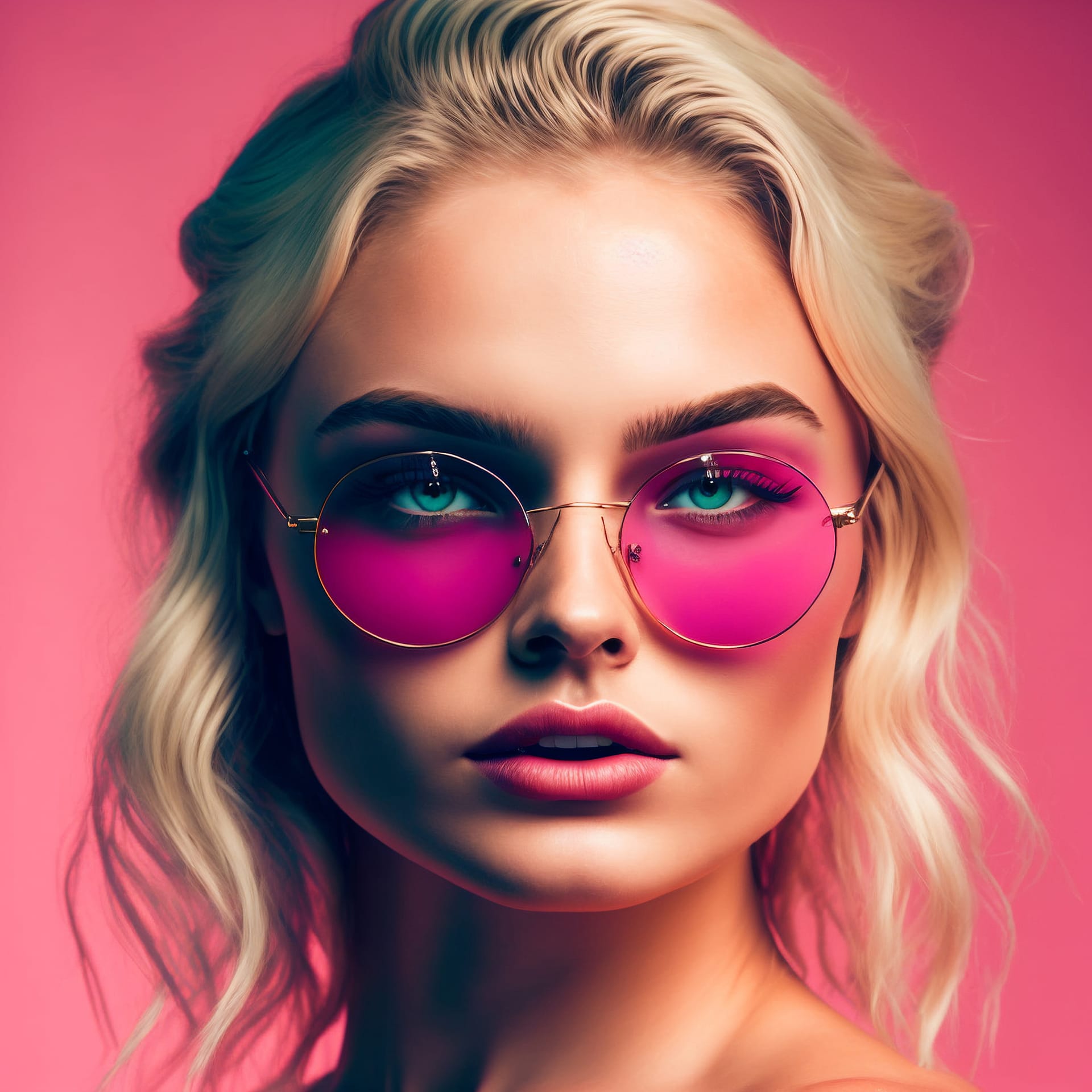 Digital portrait young beautiful blonde woman creative digital illustration painting