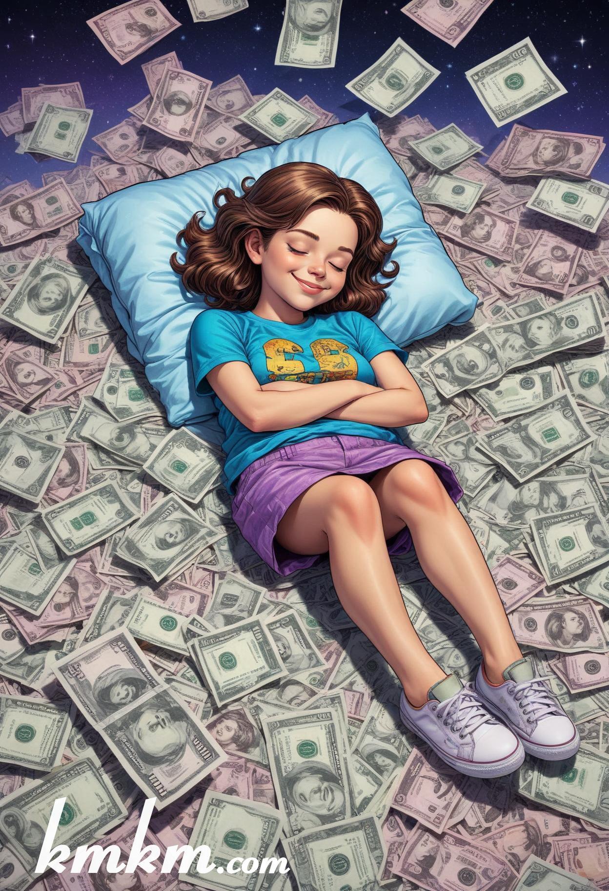 American dream money cartoon drawing 04