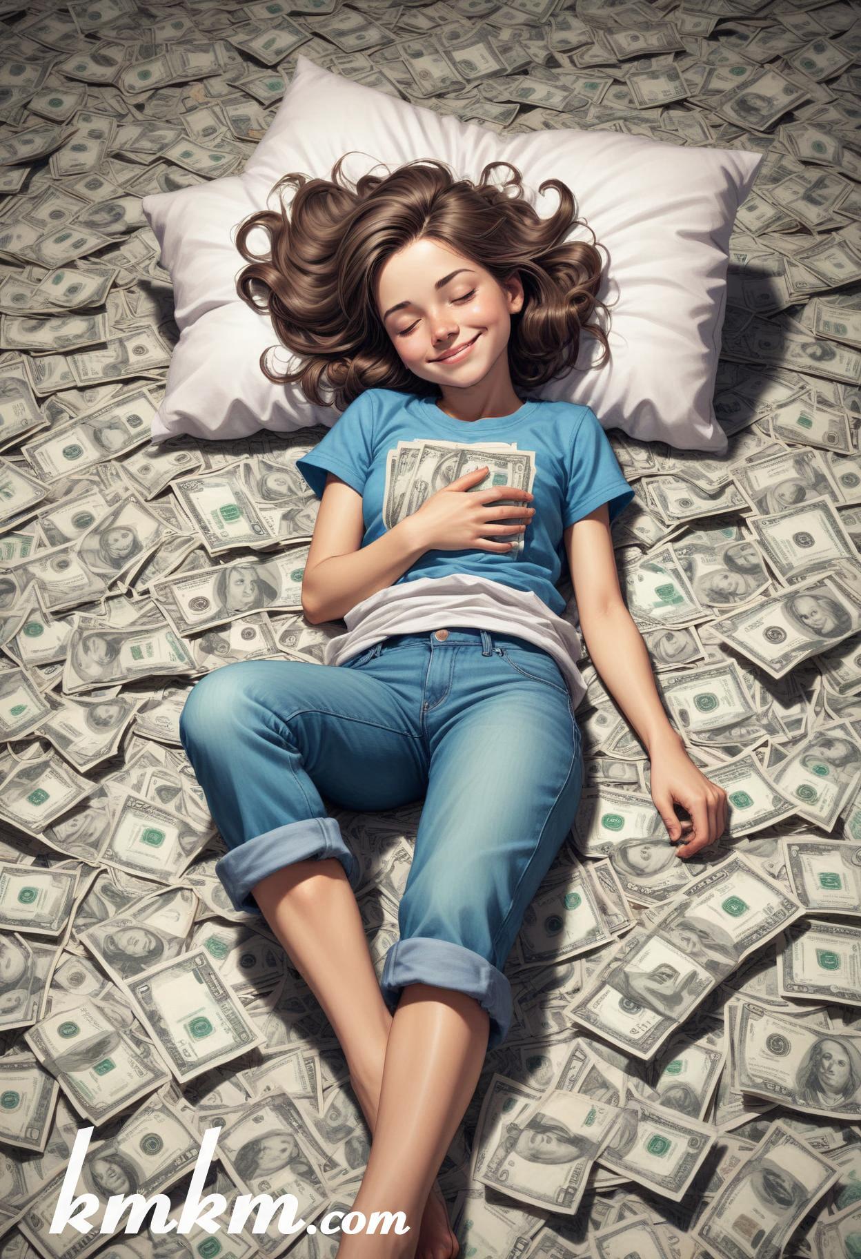 American dream money cartoon drawing 06