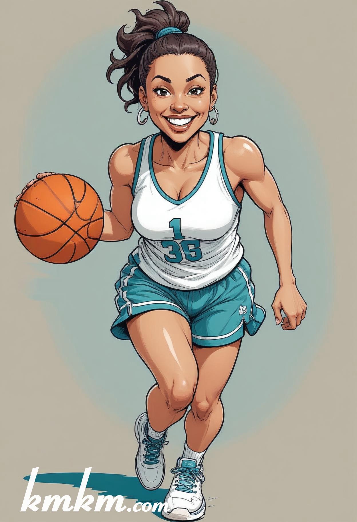 Basketball caricature cartoon drawing 01
