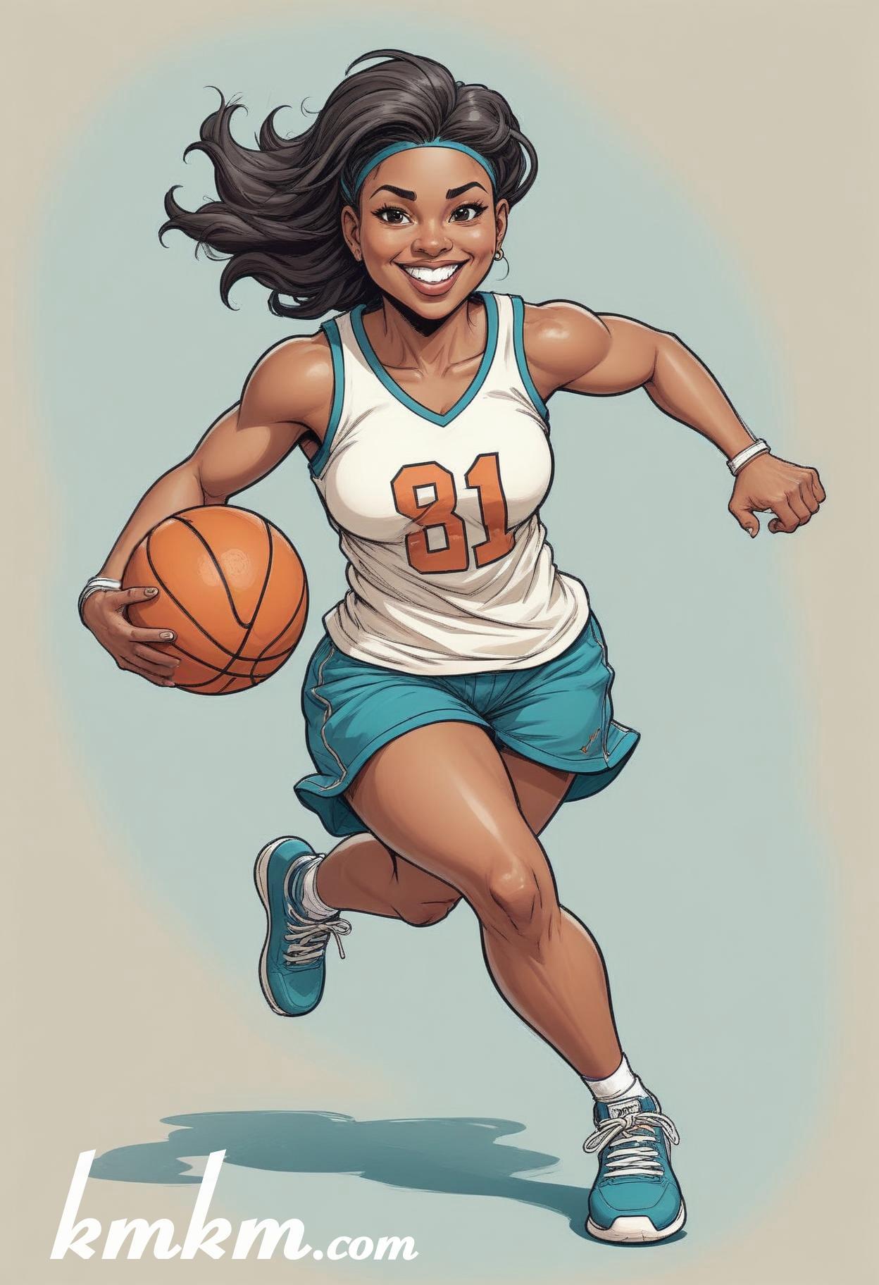 Basketball caricature cartoon drawing 02