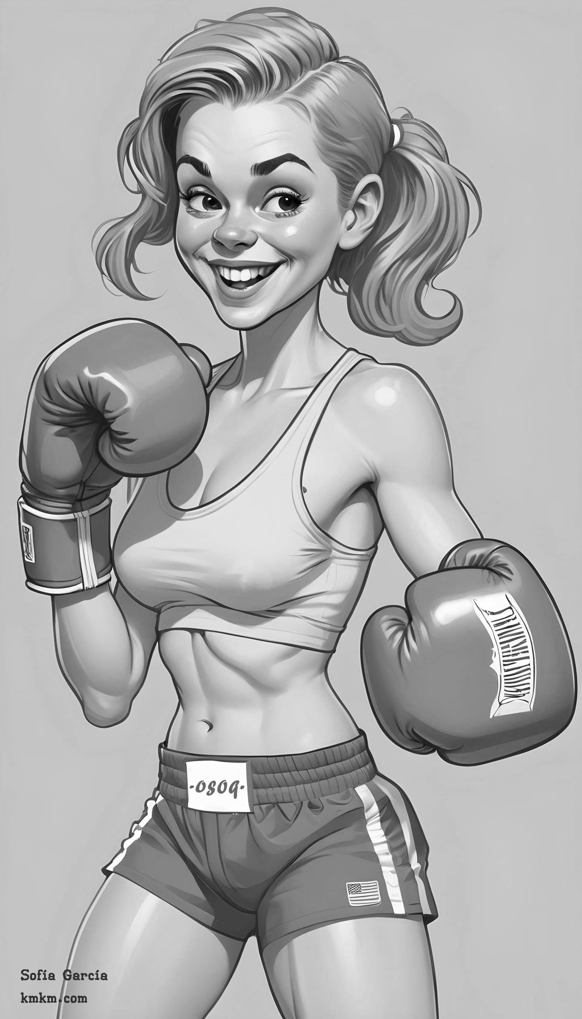 Black and white caricature drawing 04