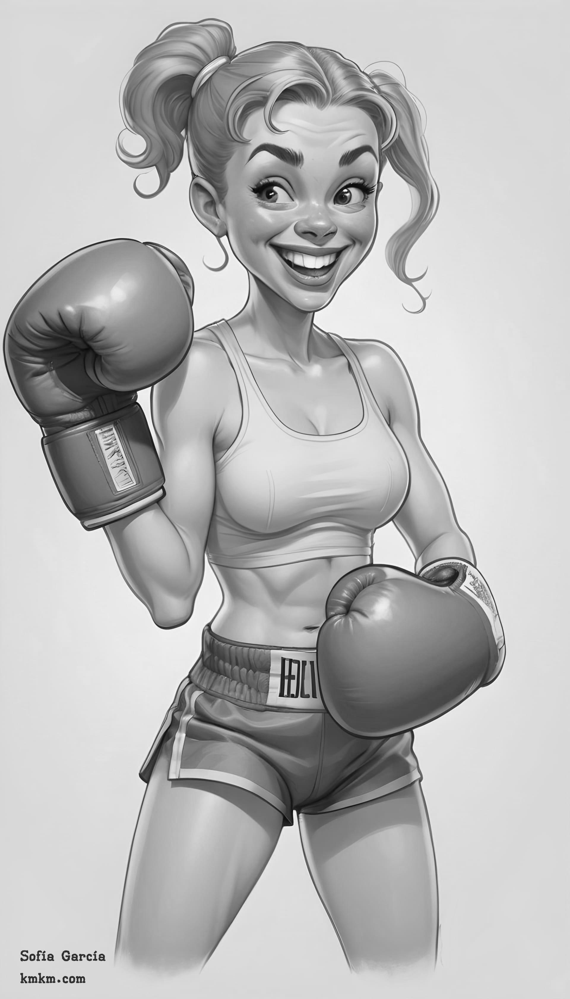 Black and white caricature drawing 06
