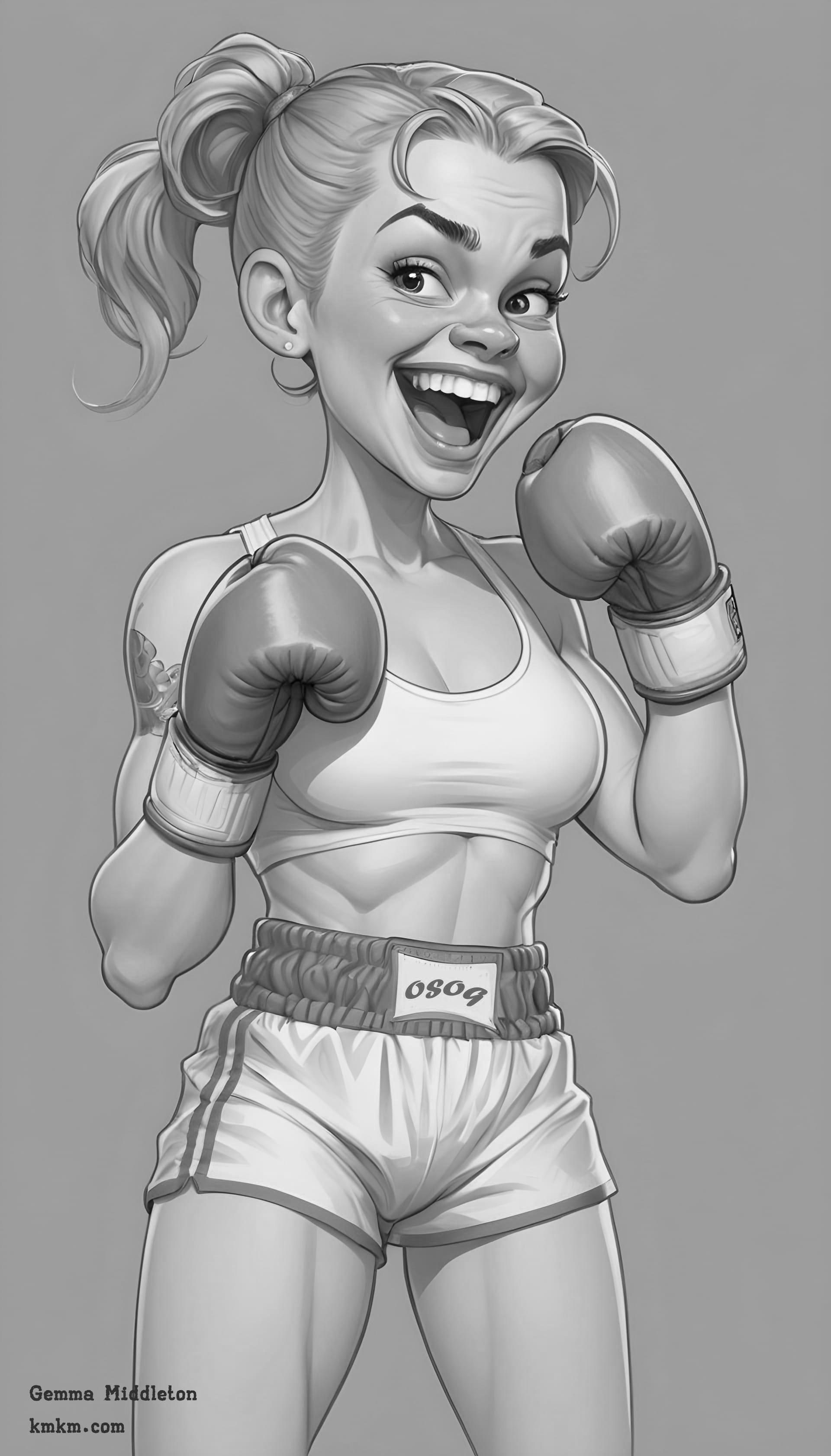 Black and white caricature drawing 07