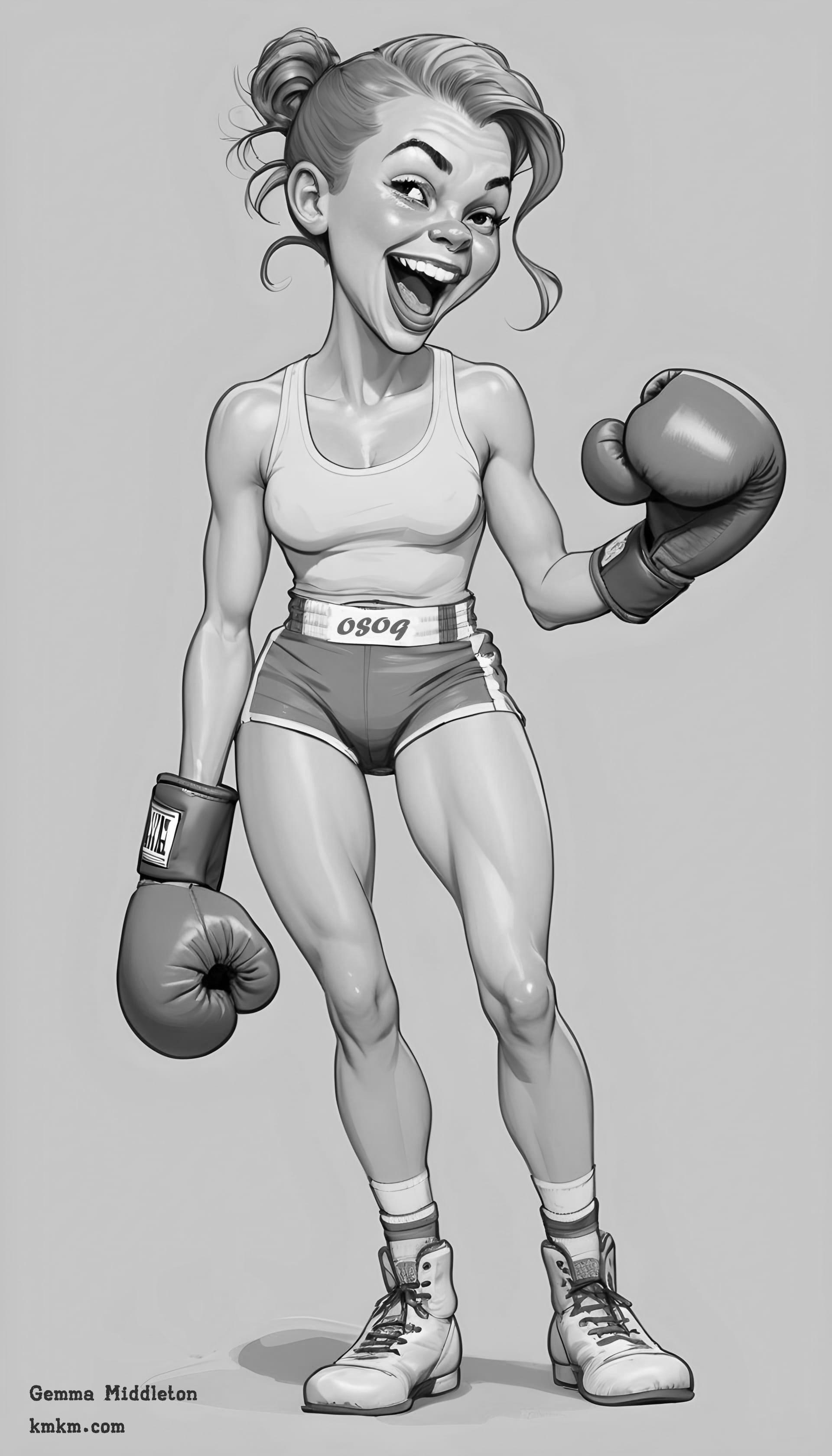 Black and white caricature drawing 08