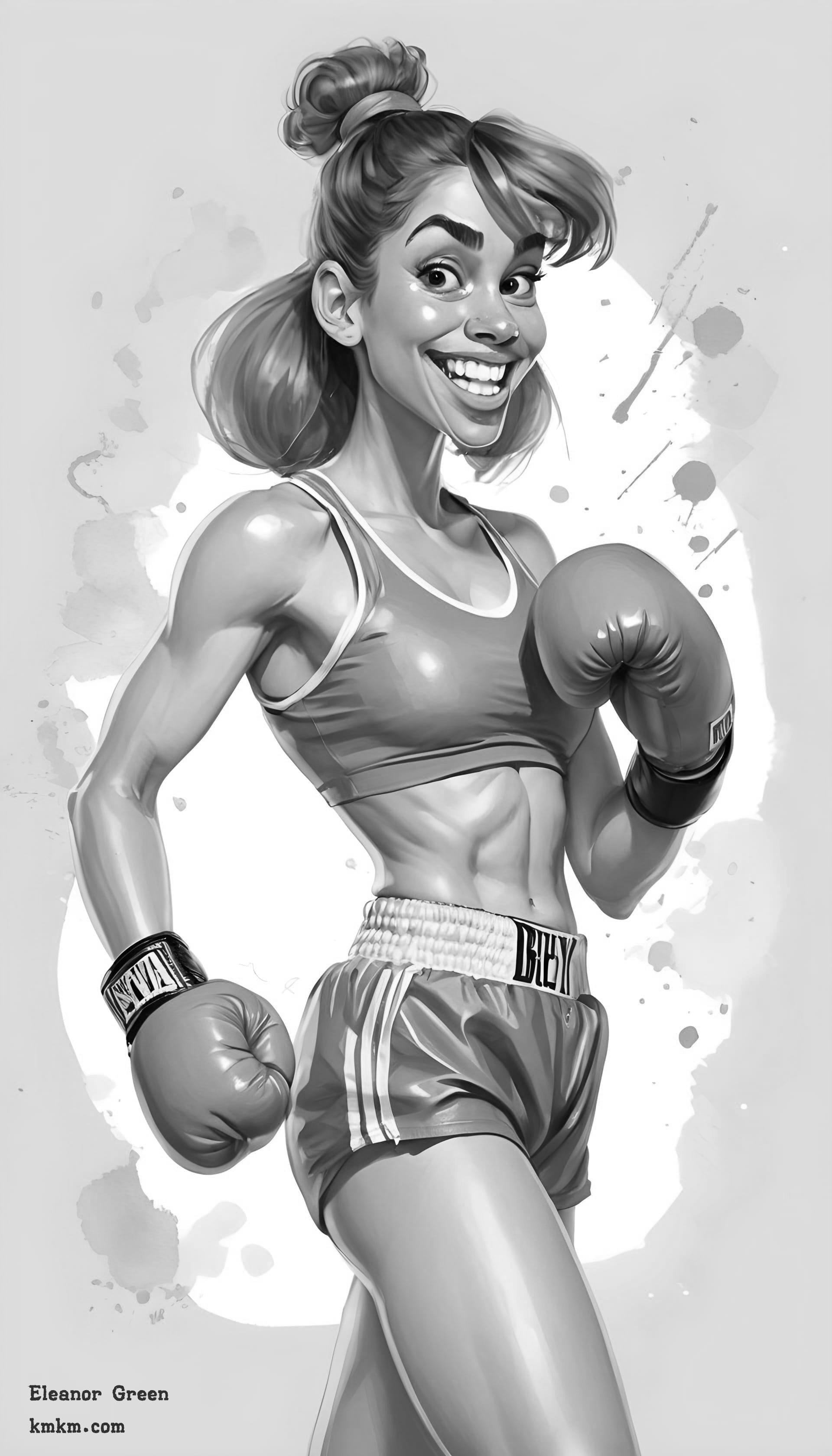 Black and white caricature drawing 12
