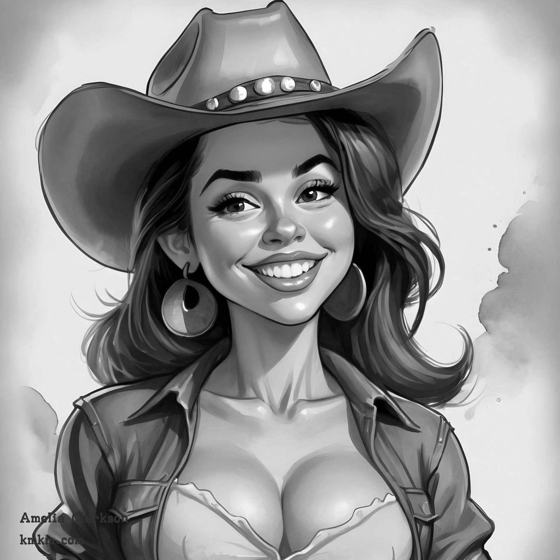 Black and white caricature drawing 19