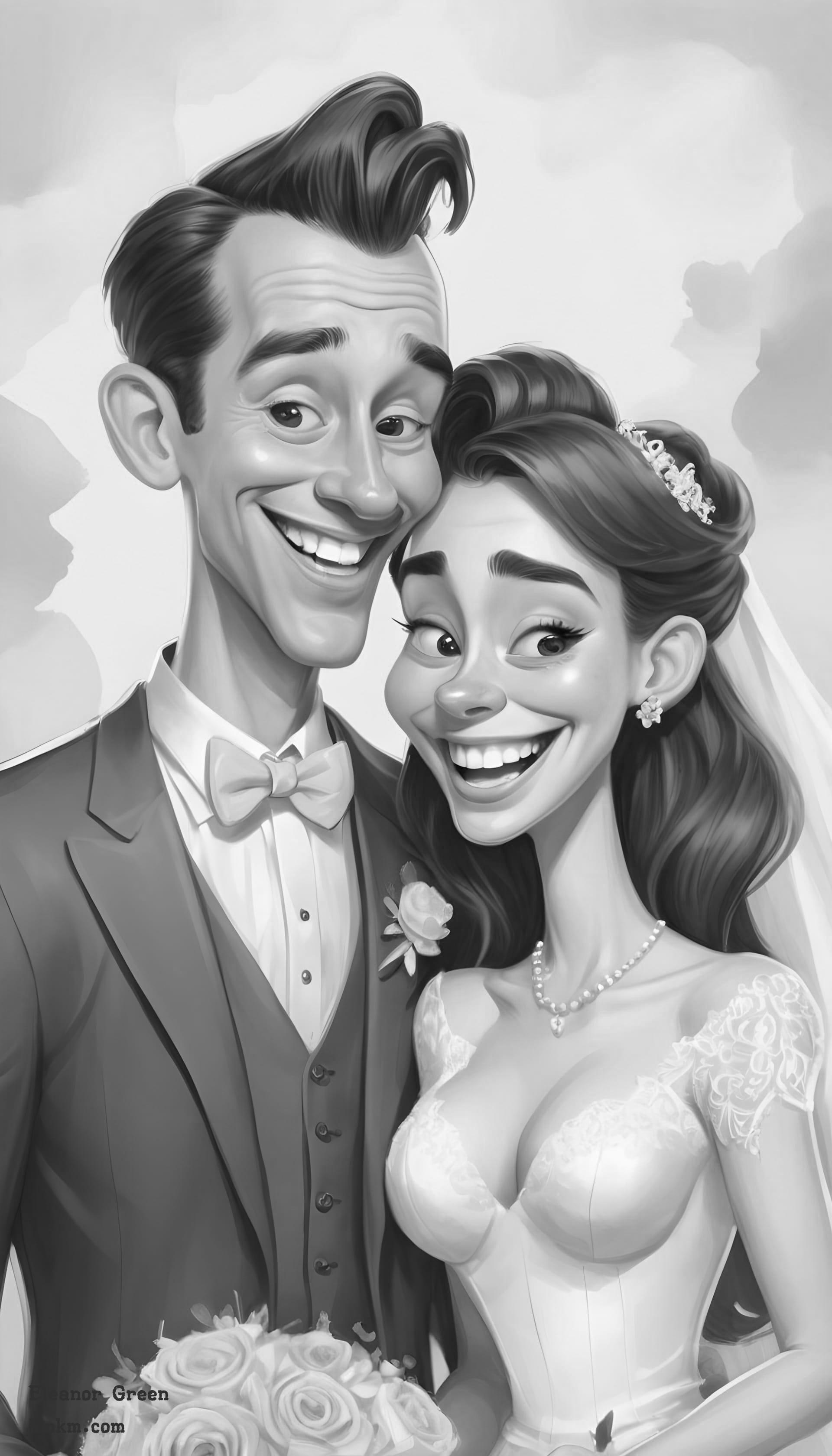 Black and white caricature face 02