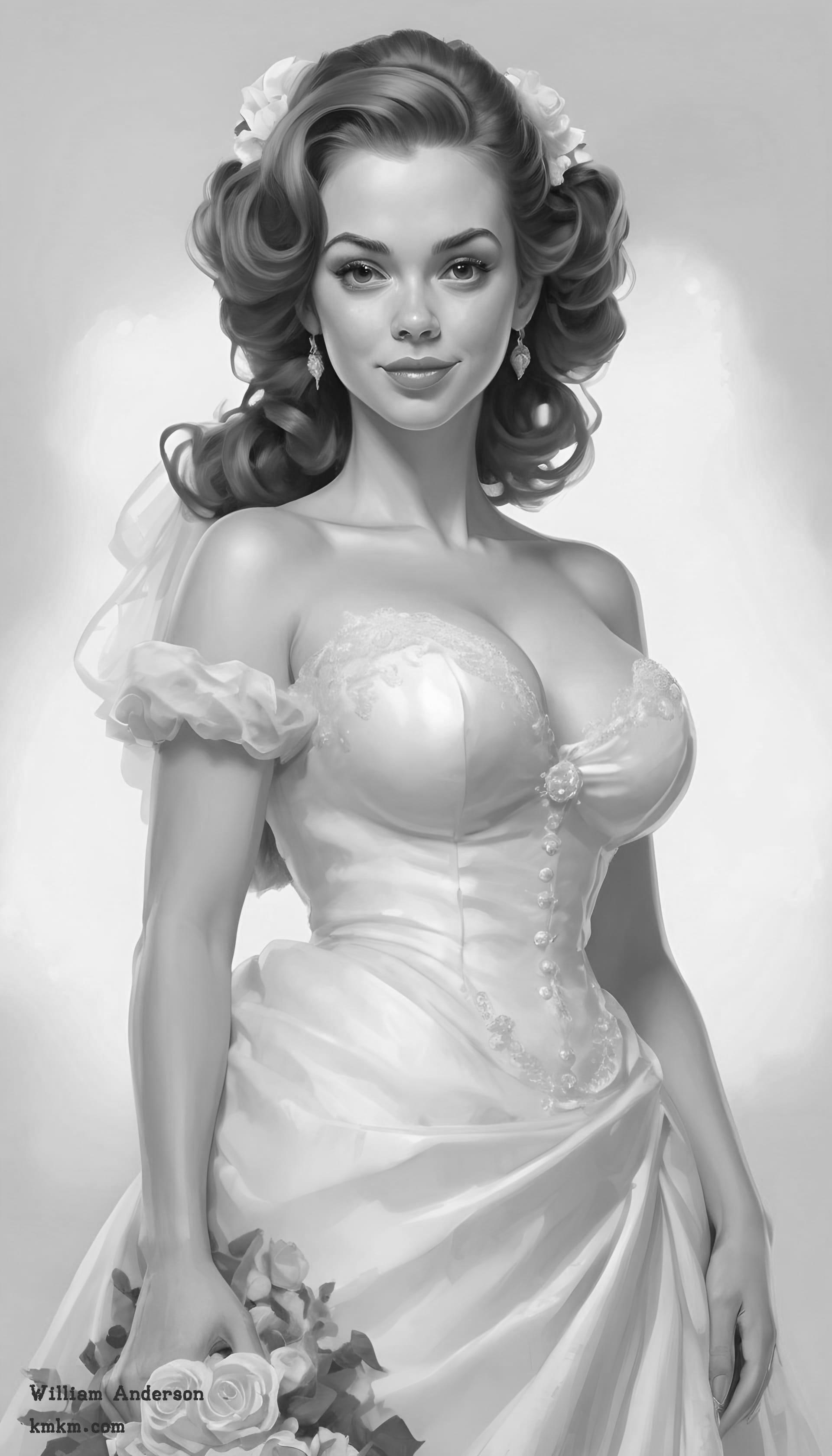 Black and white caricature face 06