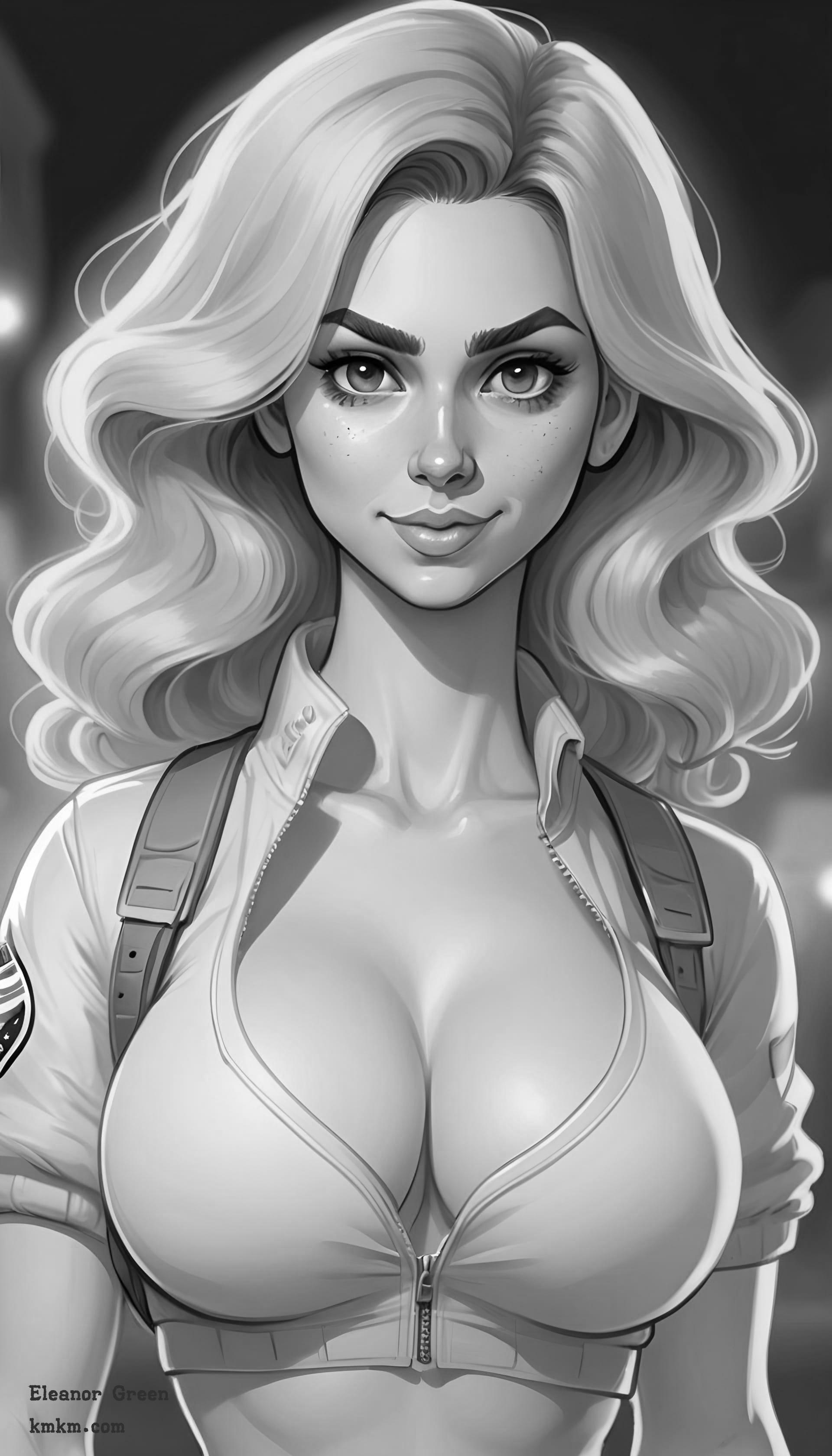 Black and white caricature female 02