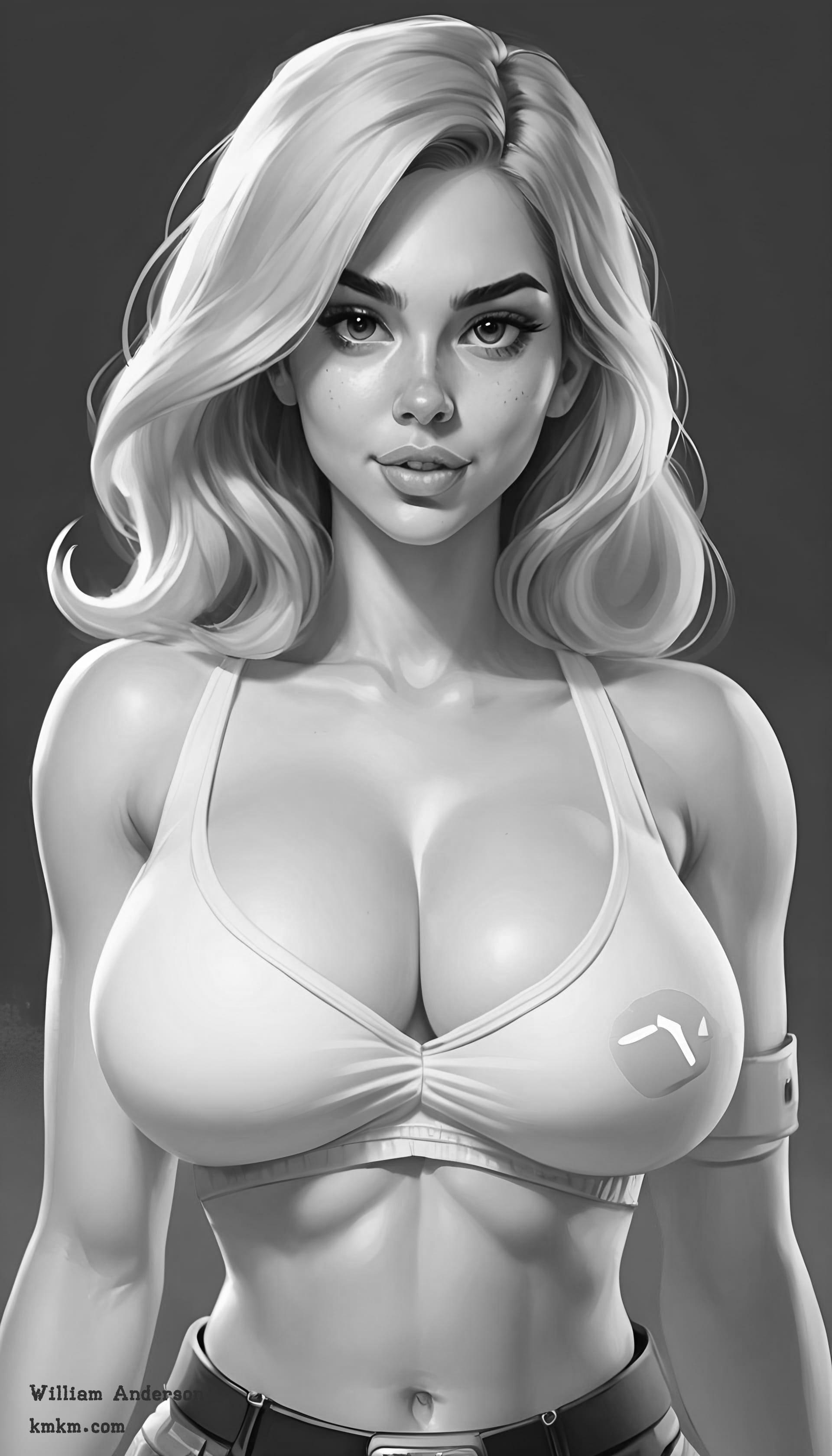 Black and white caricature female 04