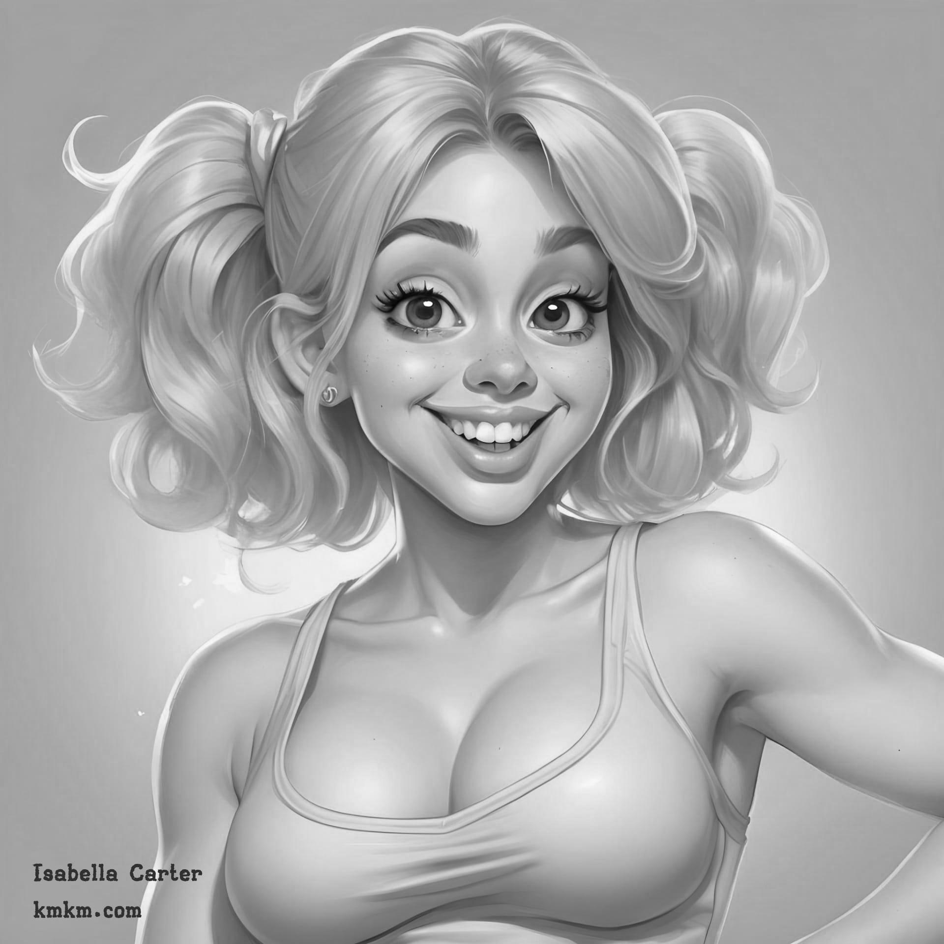 Black and white caricature female 07