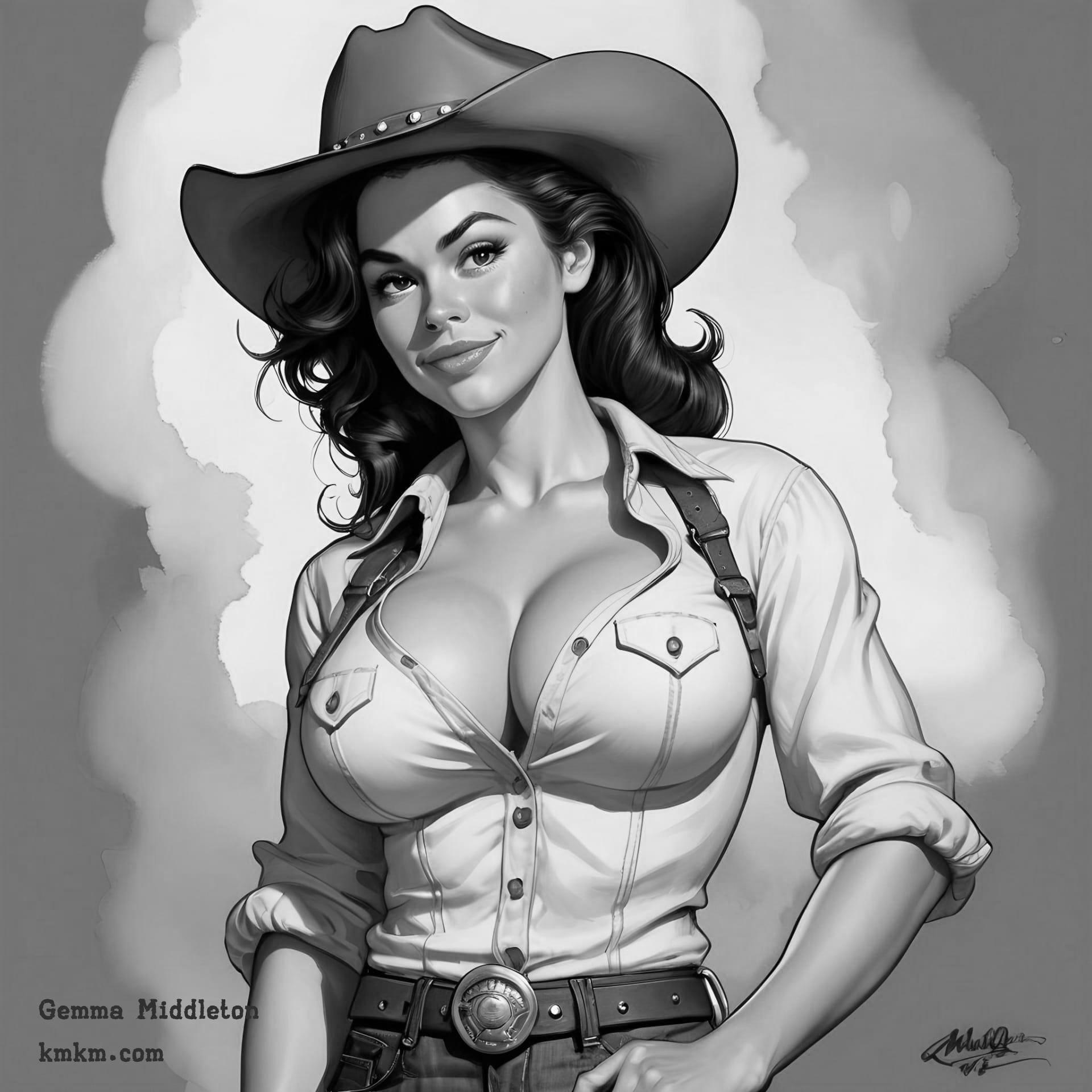 Black and white caricature female 08