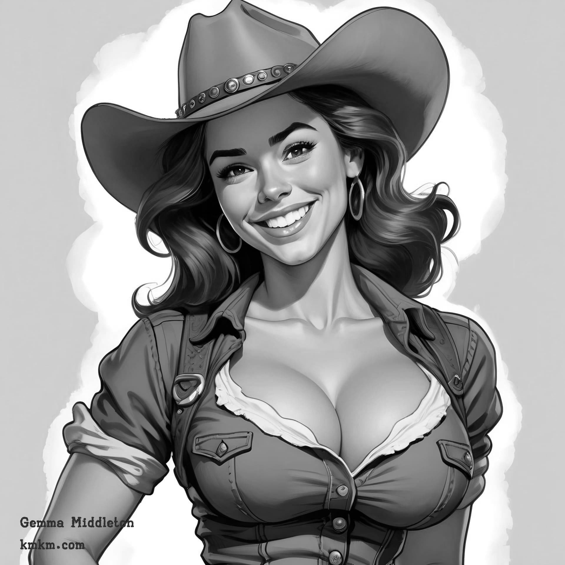 Black and white caricature female 09