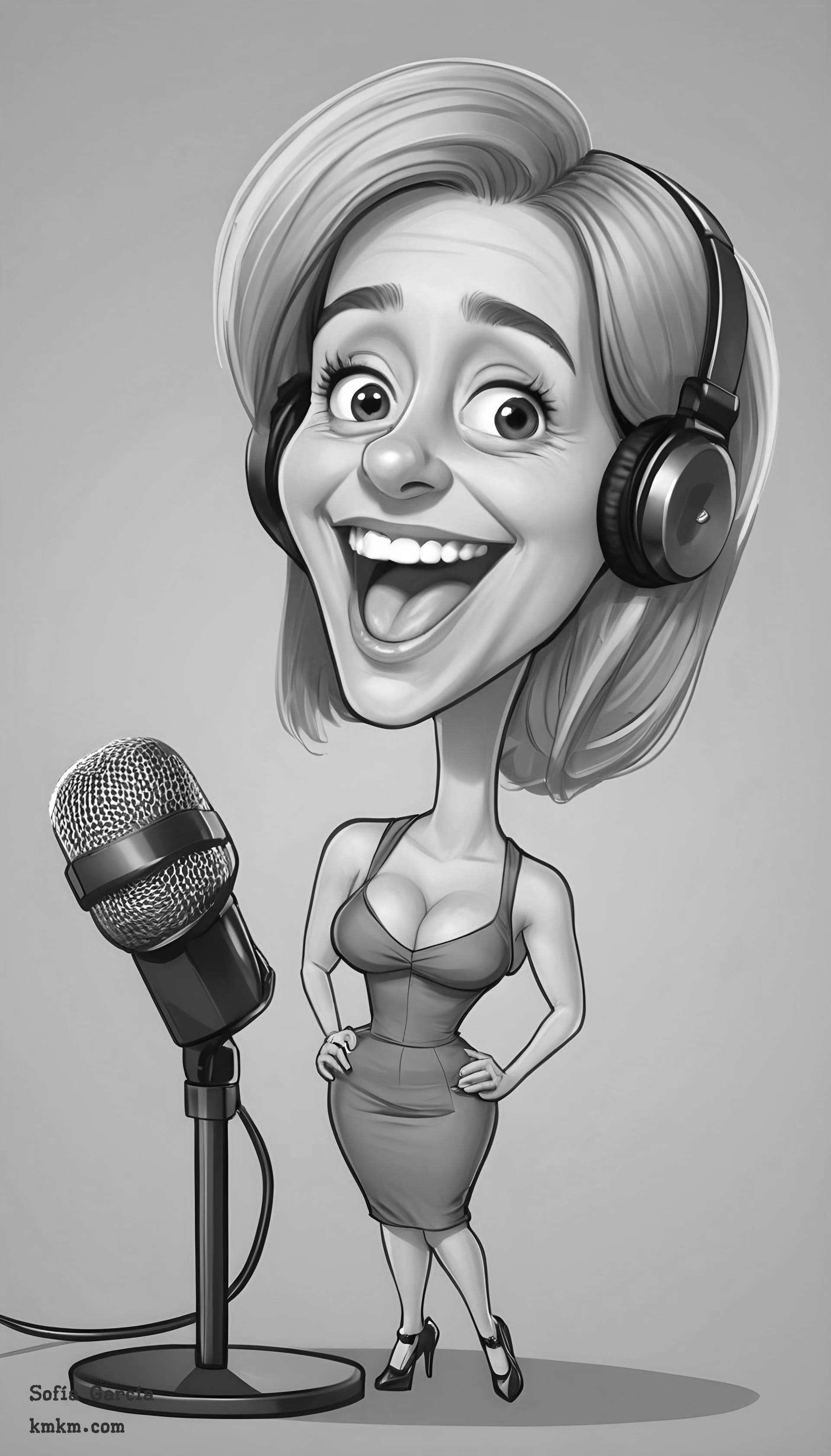 Black and white caricature painting 01