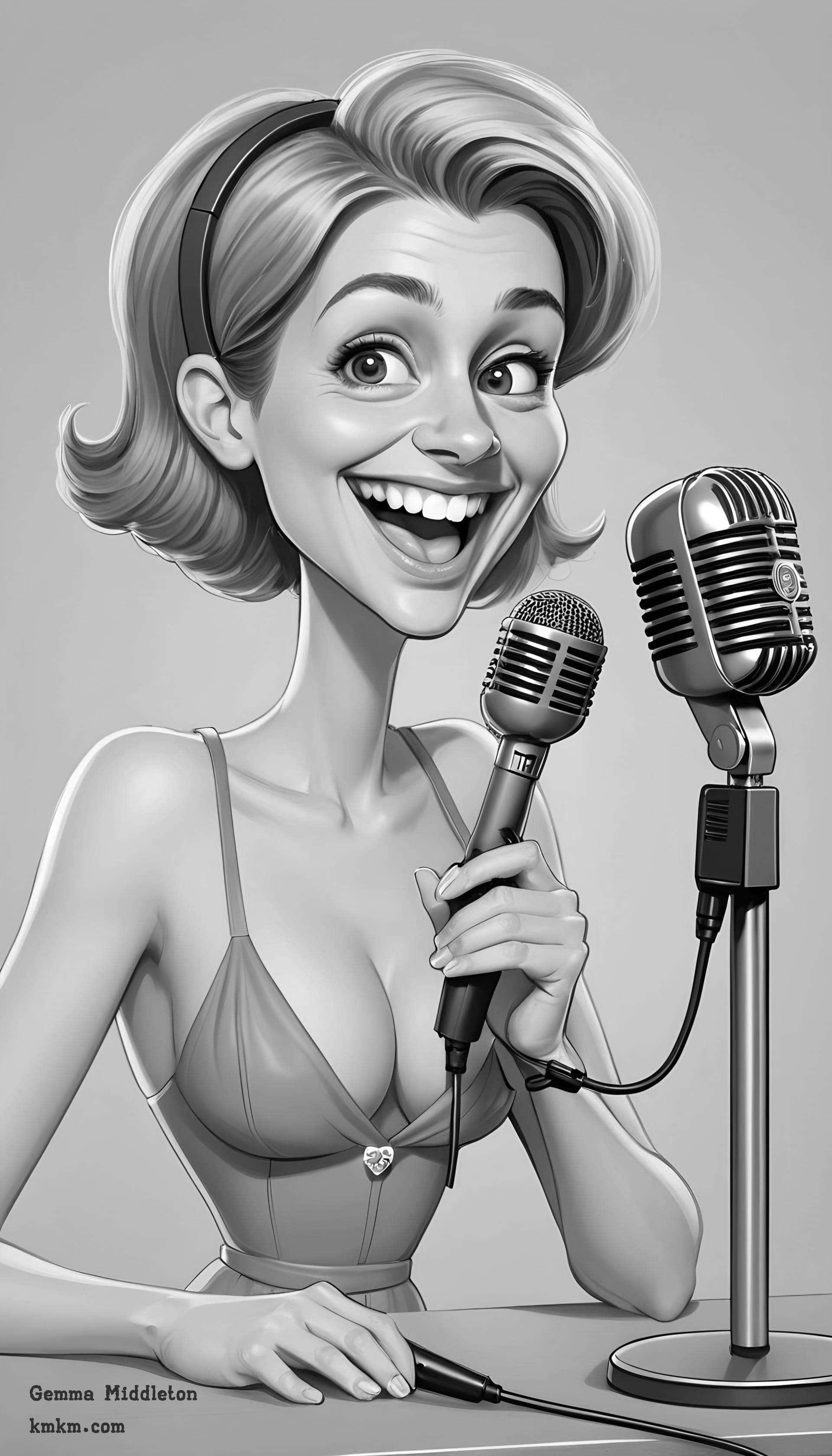 Black and white caricature painting 02