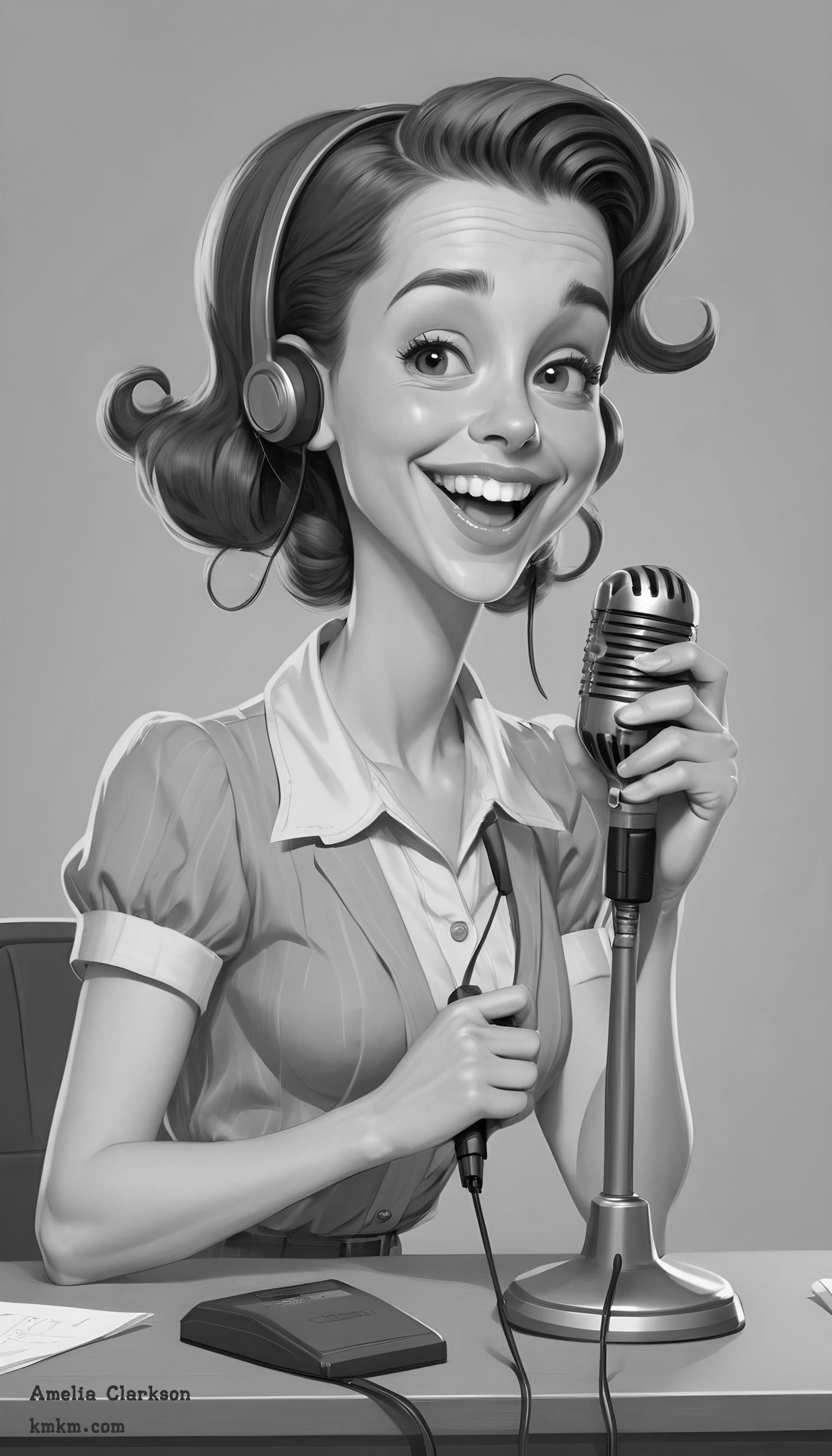 Black and white caricature painting 04