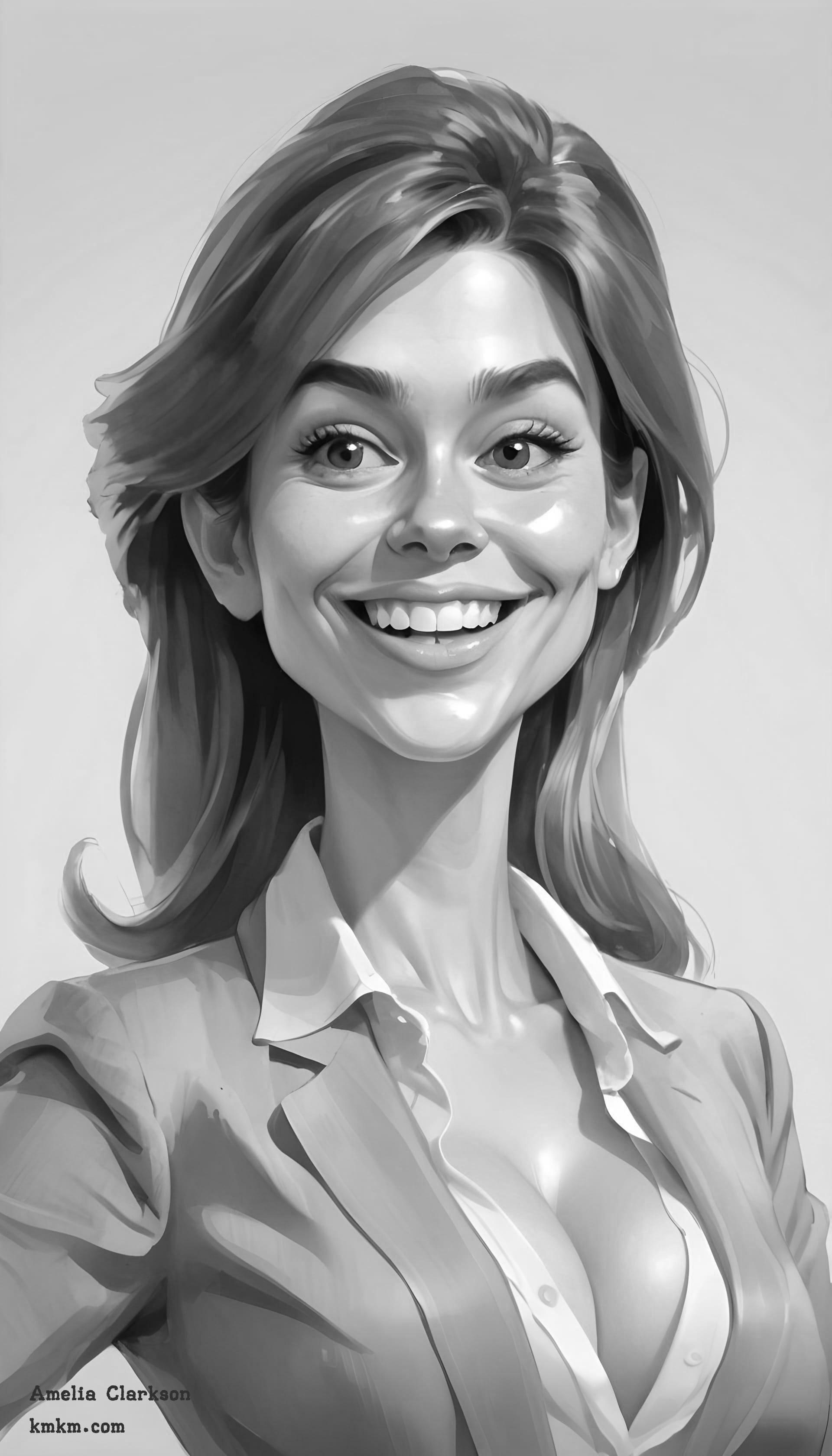 Black and white caricature painting 05