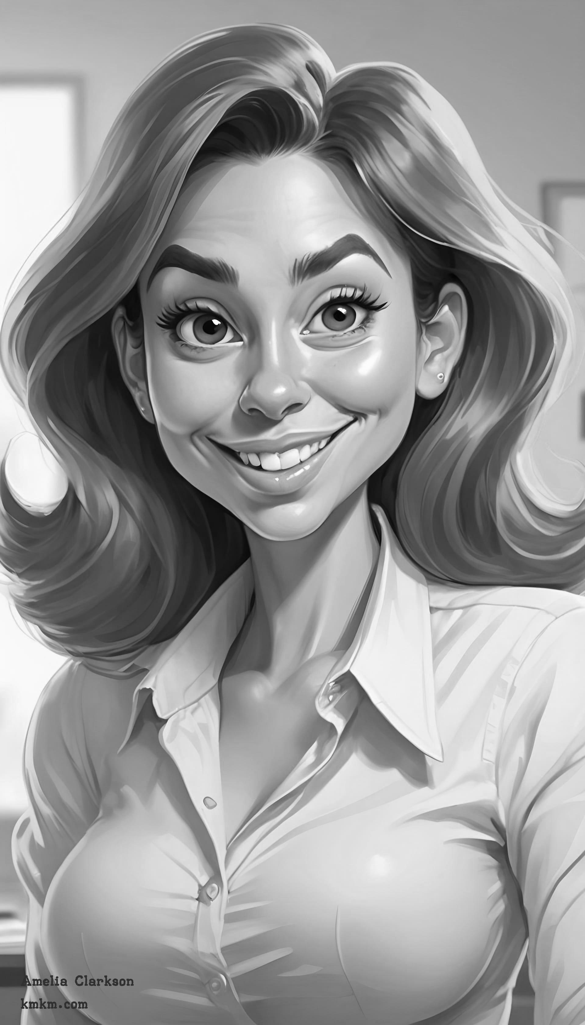 Black and white caricature painting 06