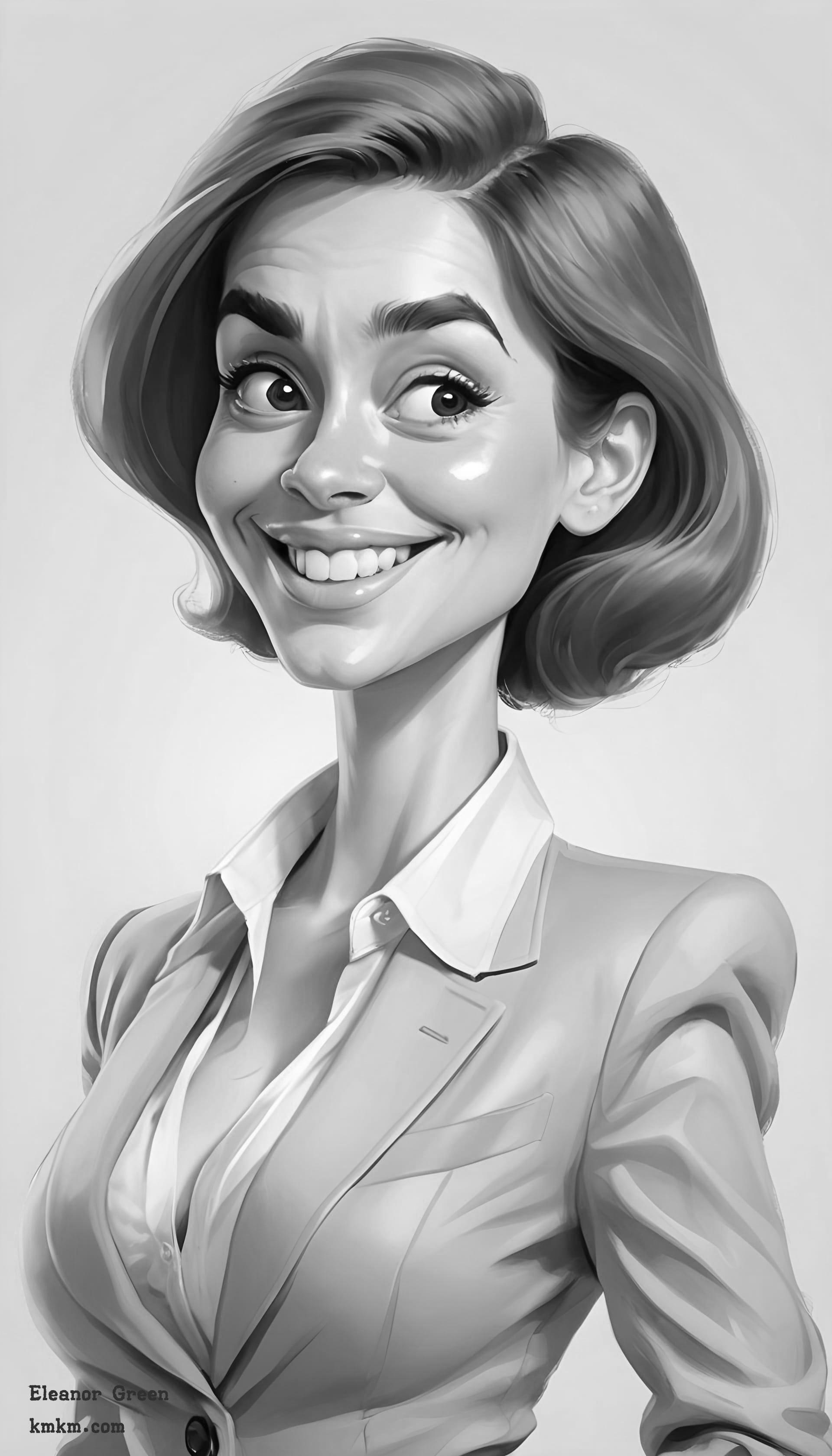 Black and white caricature painting 09