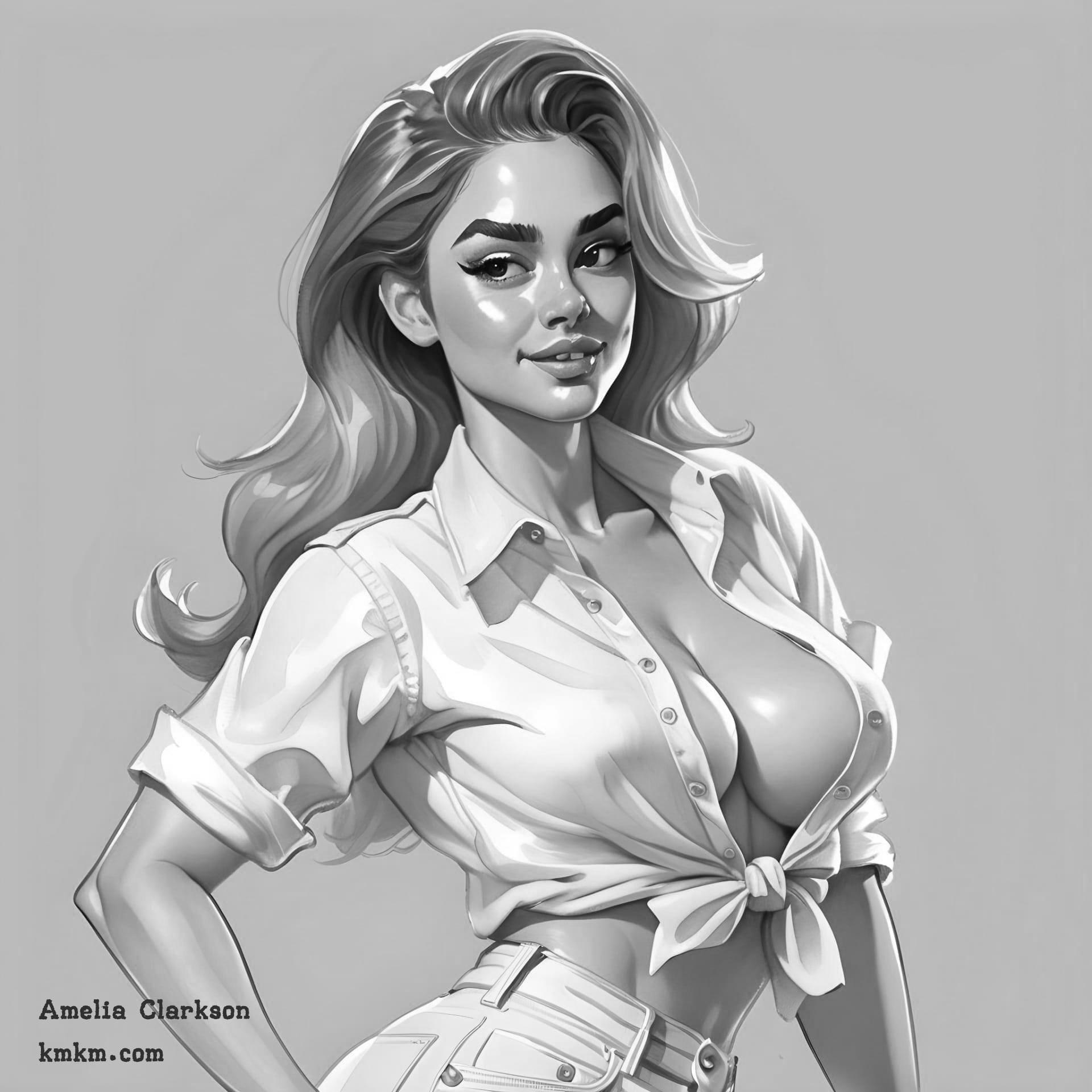 Black and white caricature painting 15