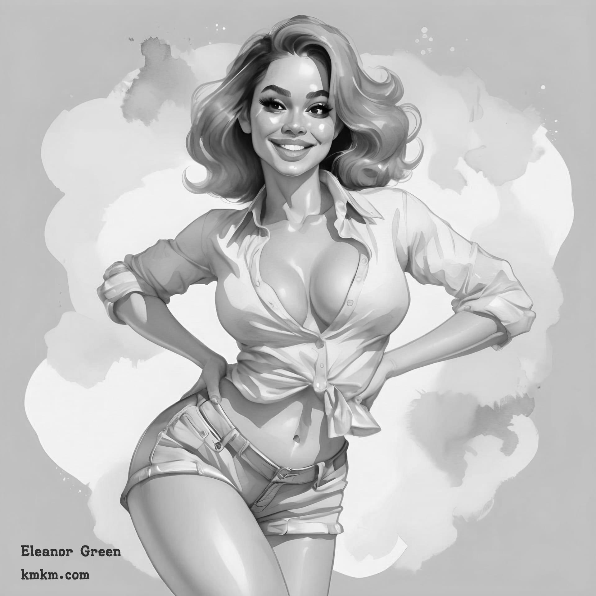 Black and white caricature painting 16