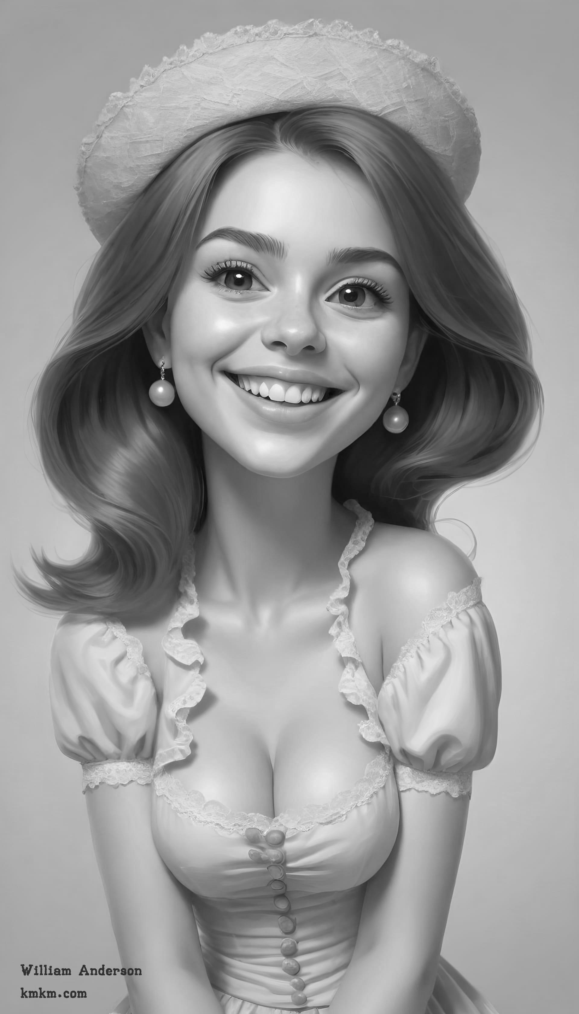 Black and white caricature painting 20