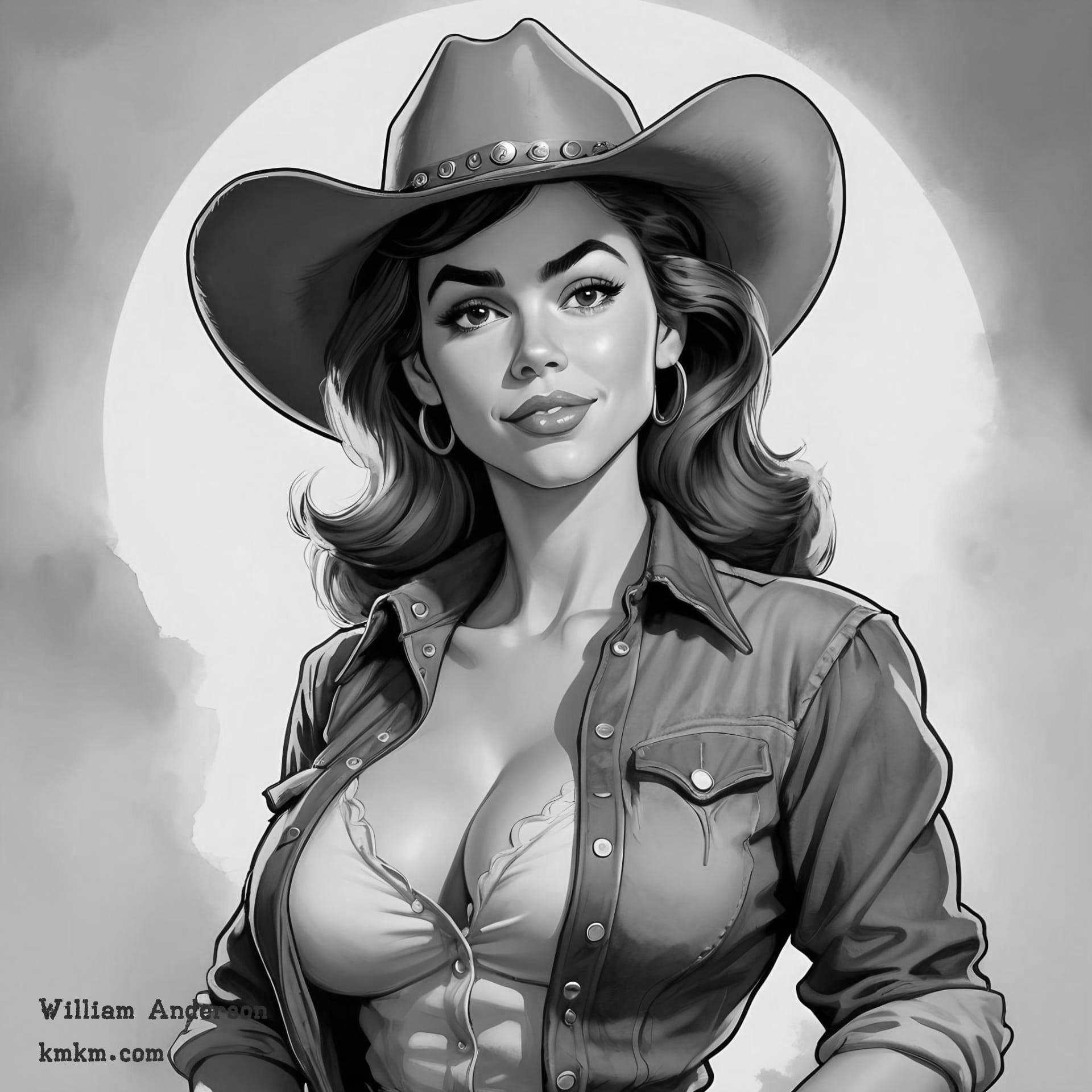 Black and white caricature portrait 17